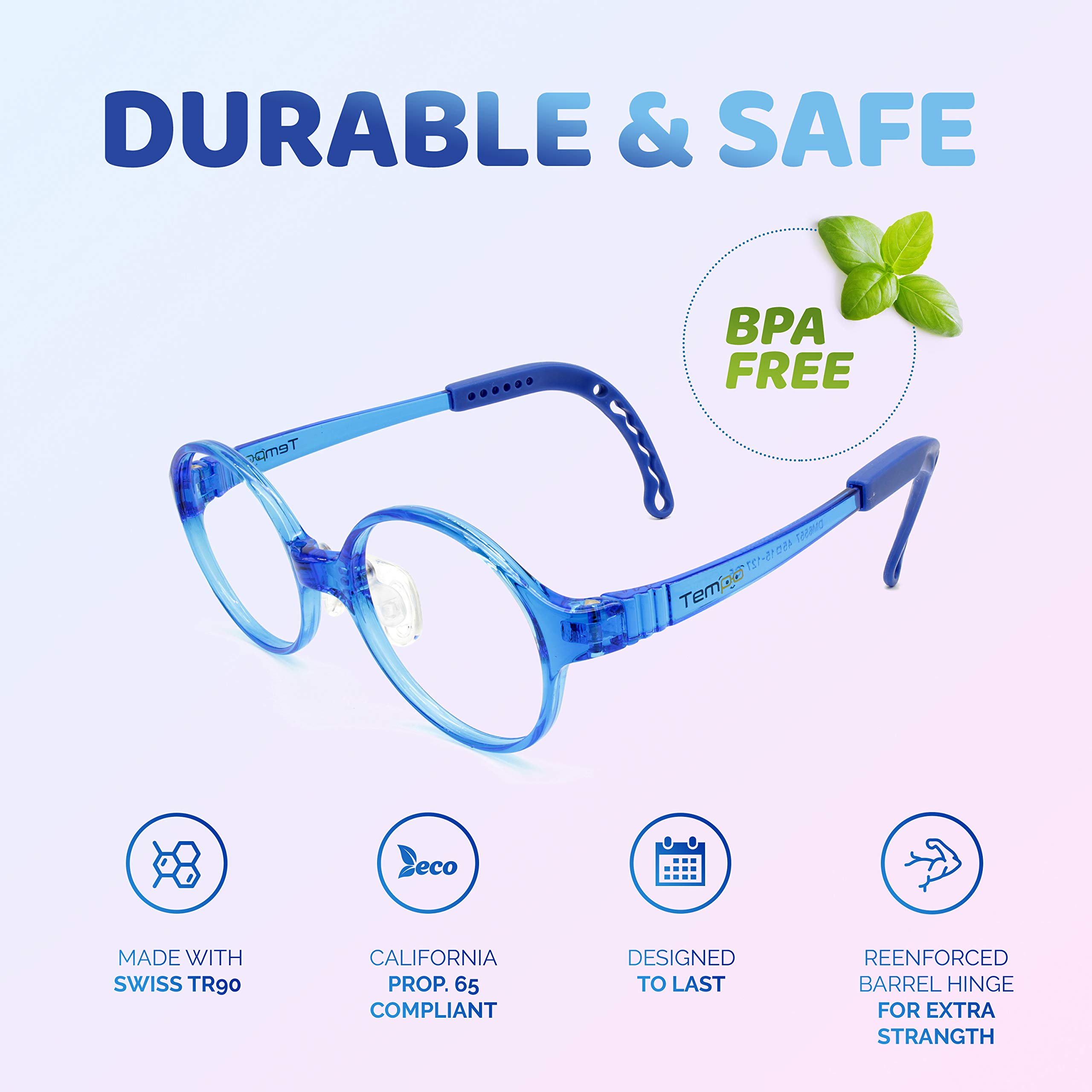 Adjustable Kids Glasses - Prescription Eyeglasses for Children with Flexible Tempo Frame (2004 Model) - Perfect for School, Reading & Outdoor Activities