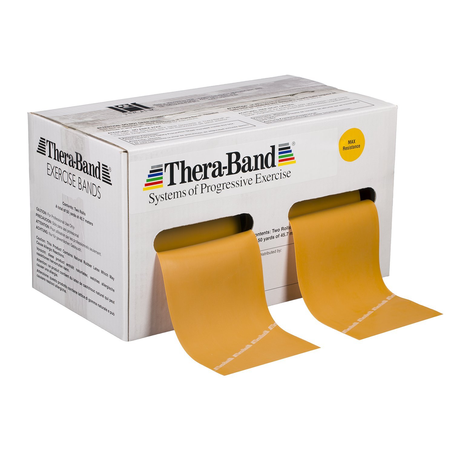 THERABAND Professional Resistance Bands - 2 Pack 25 Yard Latex Exercise Bands for Strength Training, Physical Therapy, Pilates & Home Workouts (Gold, Max, Elite) - Perfect for Upper Body, Lower Body & Core Exercises, Rehabilitation & Fitness Training