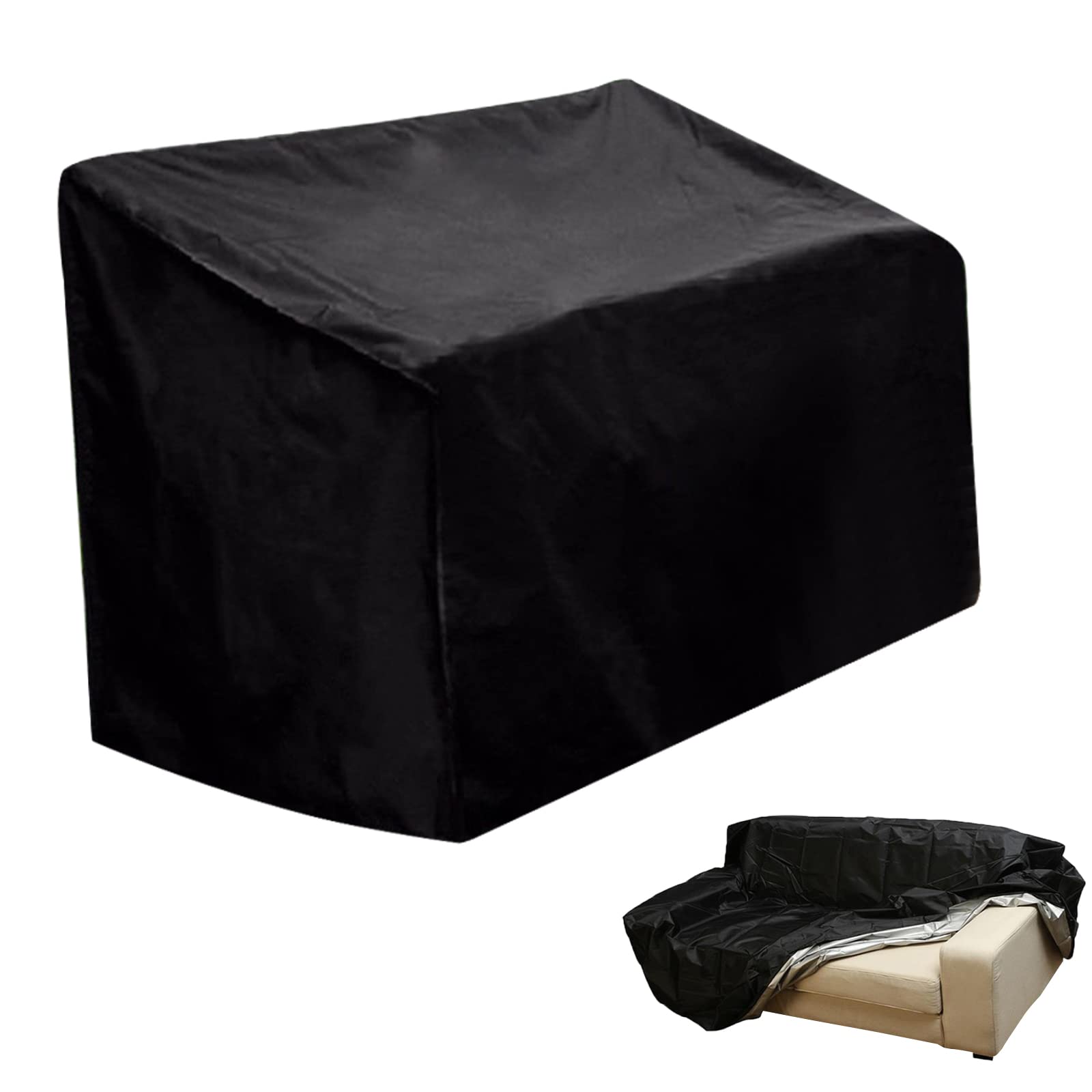 **Aipwerer Heavy Duty Waterproof Patio Furniture Covers - Black Outdoor Sofa, Loveseat & Bench Protector with Windproof & UV-Resistant Silver Coating (64x26x35in) - Perfect for Garden, Deck & Backyard Use**