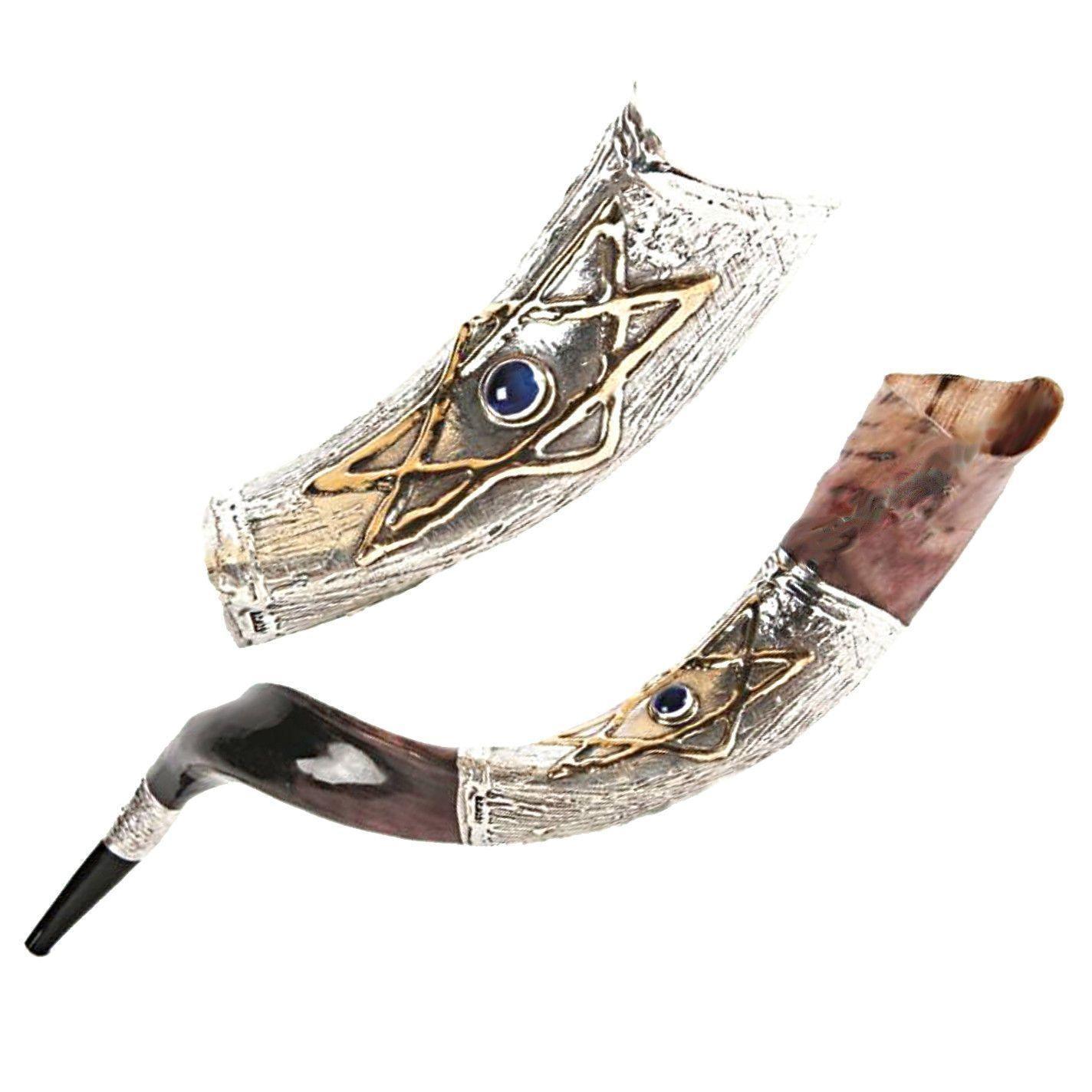Natural Kosher Silver Plated Yemenite Shofar Kudu Horn - 35-39 Inches (90-99 cm) - Authentic Jewish Ritual Instrument for Rosh Hashanah, Synagogue Services & Spiritual Ceremonies