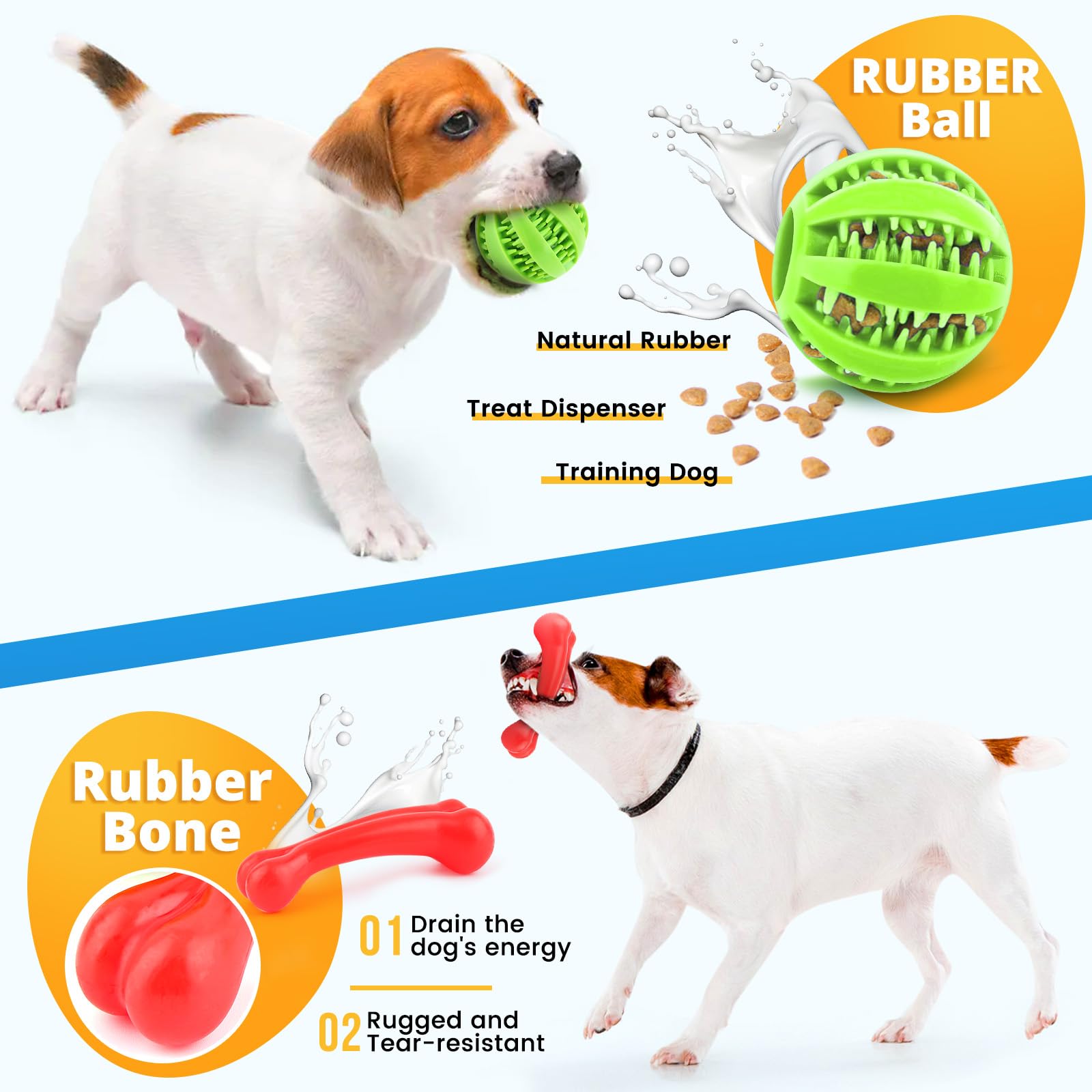 Luxury Puppy Chew Toys 8-Pack - Squeaky Plush, Rope & Ball for Teething Small Dogs (Blue) - Perfect for Christmas Gifts & Training