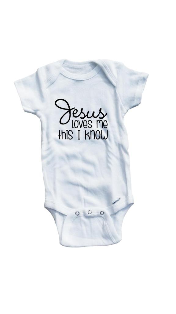 Baby Boys' Jesus Loves Me Onesie - Soft Cotton Infant Bodysuit for Church, Baptism & Family Photos | Cute Christian Baby Outfit