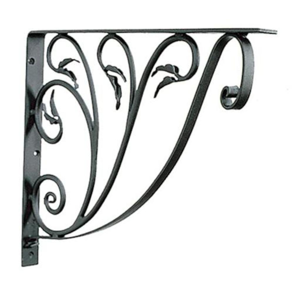Achla Designs Wrought Iron Leafy Leaf Mailbox Shelf Bracket - Decorative Wall Mount for Mail Organizer, Keys & Home Decor