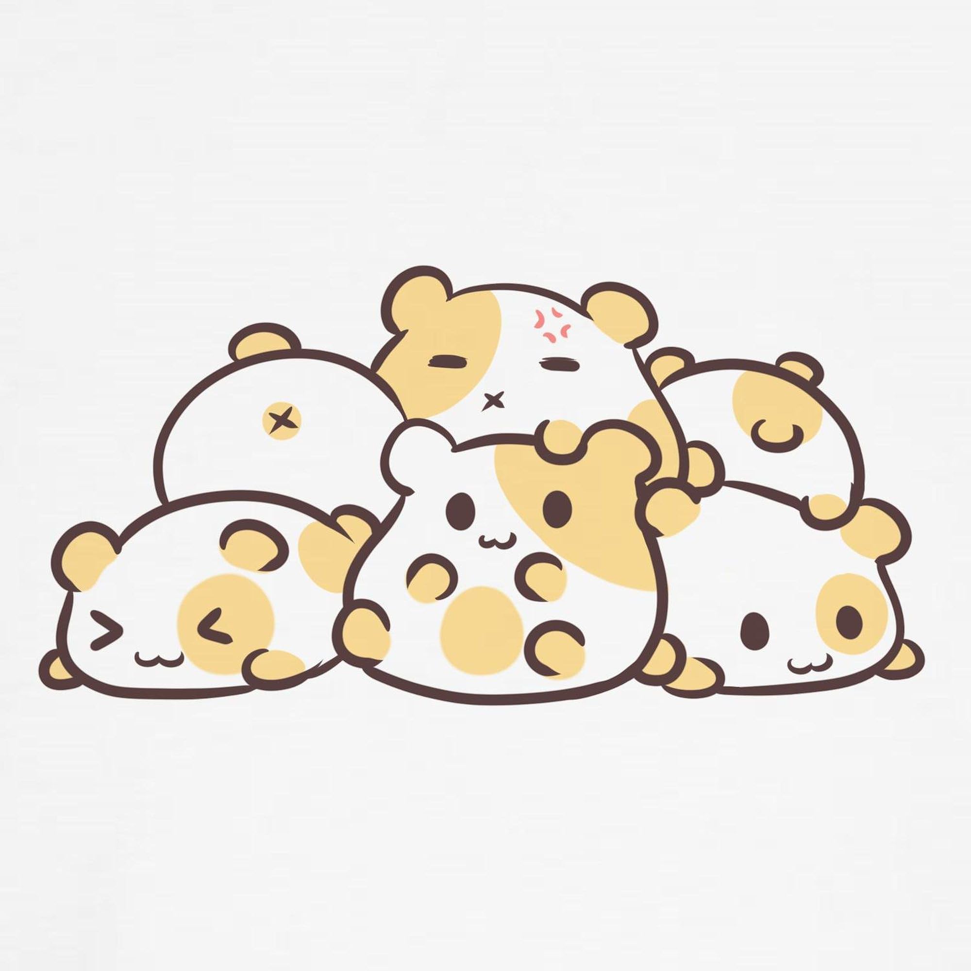 Kawaii Hamster Pile Baseball Jersey for Kids - Soft Cotton 3/4 Raglan Sleeve Shirt - Perfect for Little League Games & Casual Wear