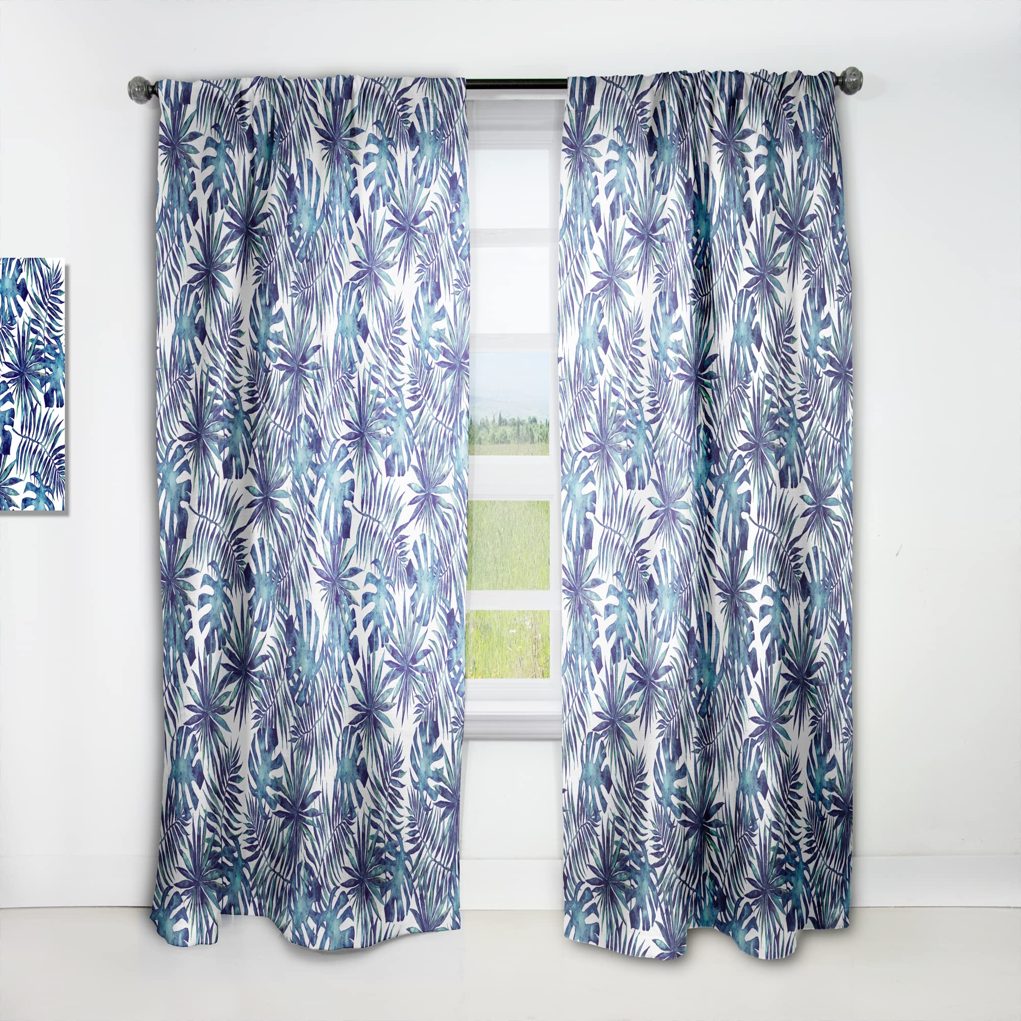 Tropical Leaves & Branches Blackout Curtains - Thermal Insulated Single Panel 52x95 Inch - Perfect for Bedroom & Living Room - Blocks Sunlight & Enhances Privacy