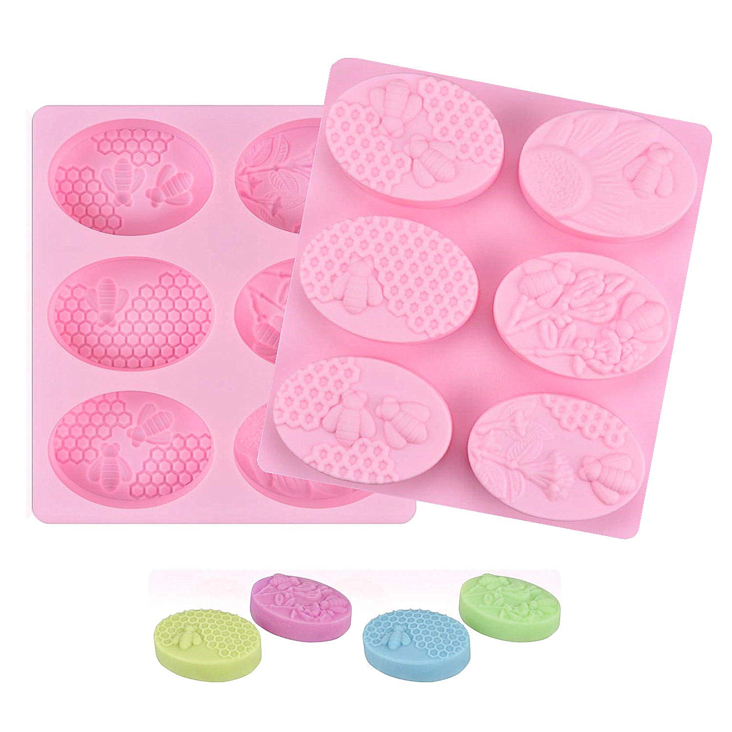 2Pcs Bee Silicone Soap Molds - Honeycomb Shaped Chocolate, Jelly & Candy Making Molds for DIY Crafts, Baking & Soap Making - Perfect for Home, Party & Gift Ideas