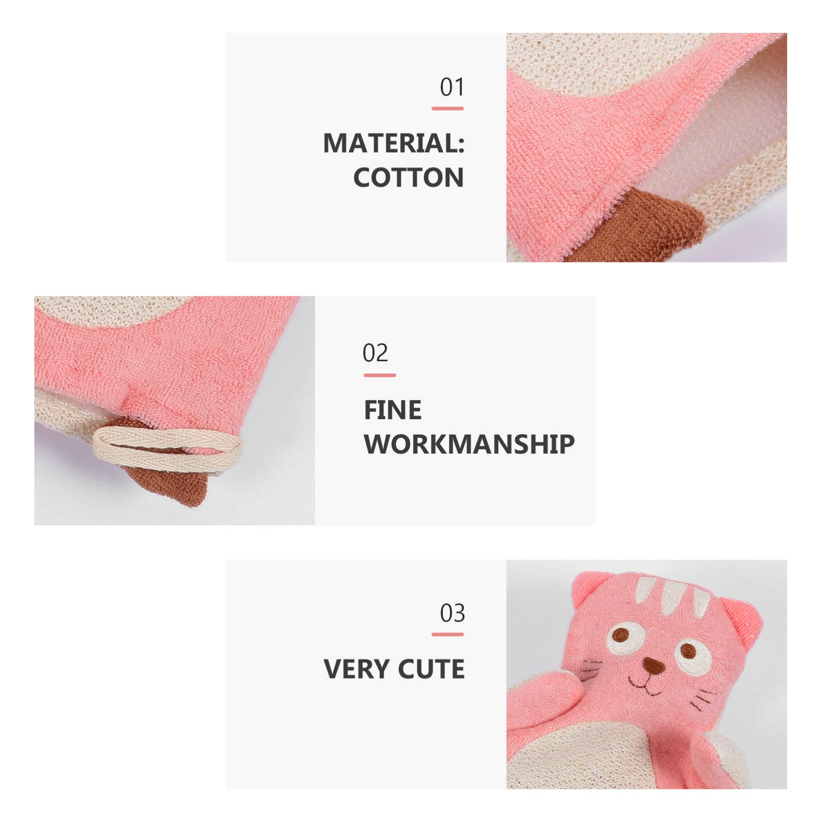 Beaupretty 3pcs Kids Bath Sponge Set - Cute Cartoon Animal Baby Bath Gloves & Wash Mitt for Toddlers | Soft Cotton Towel Body Scrub | Natural Baby Shower Bathing Accessories for Sensitive Skin | Perfect for Daily Bath Time & Gentle Skin Care