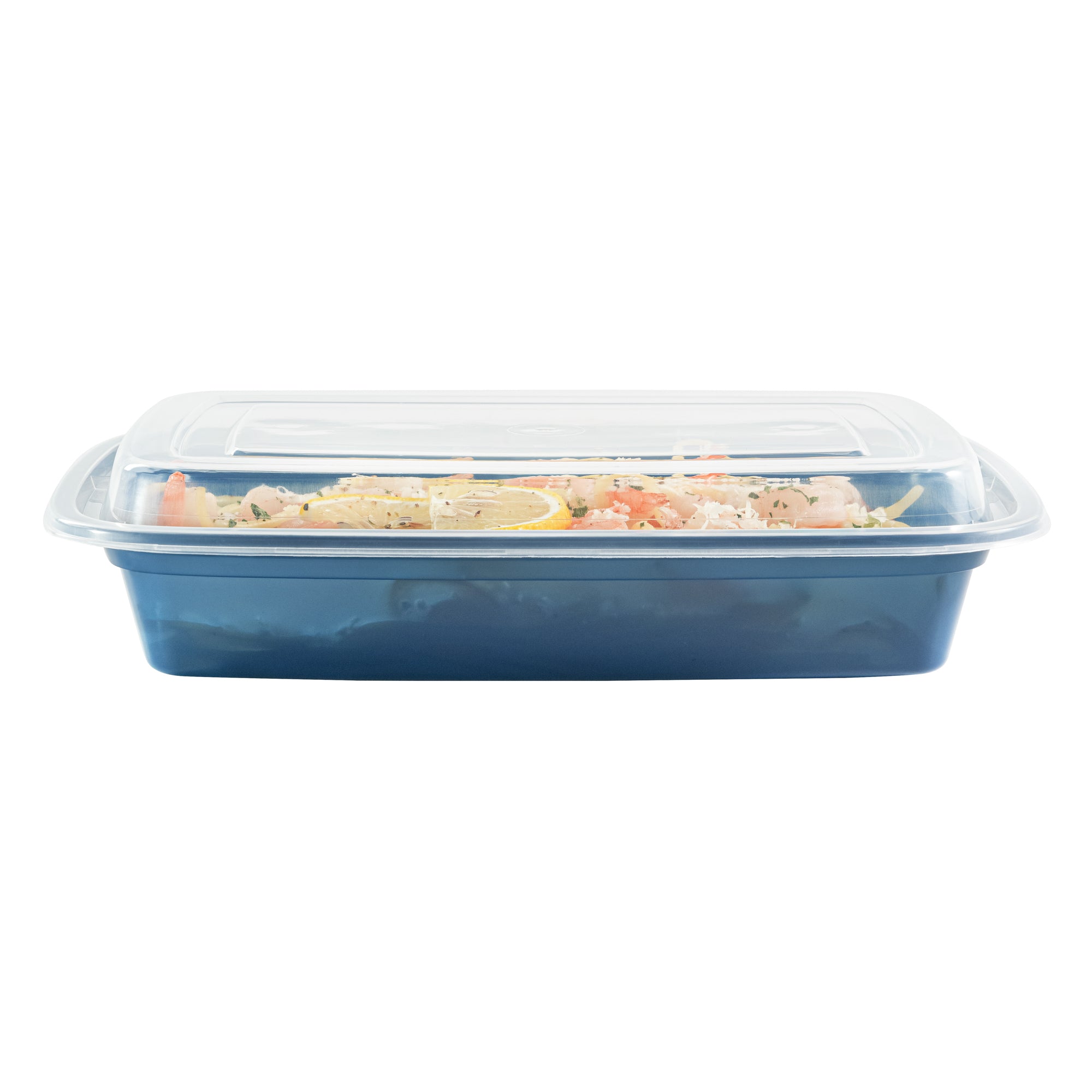 28oz Rectangle Plastic Food Storage Containers with Clear Lids - Microwave Safe To-Go Boxes (8.75