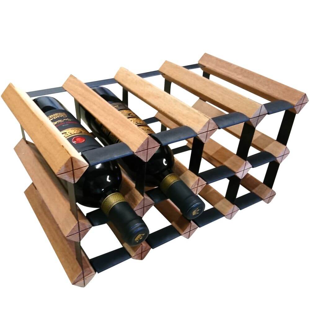 Vino Stack 8-Pocket Mahogany Wine Rack - Space Saving Wine Storage for Kitchen, Dining Room or Bar Counter Display
