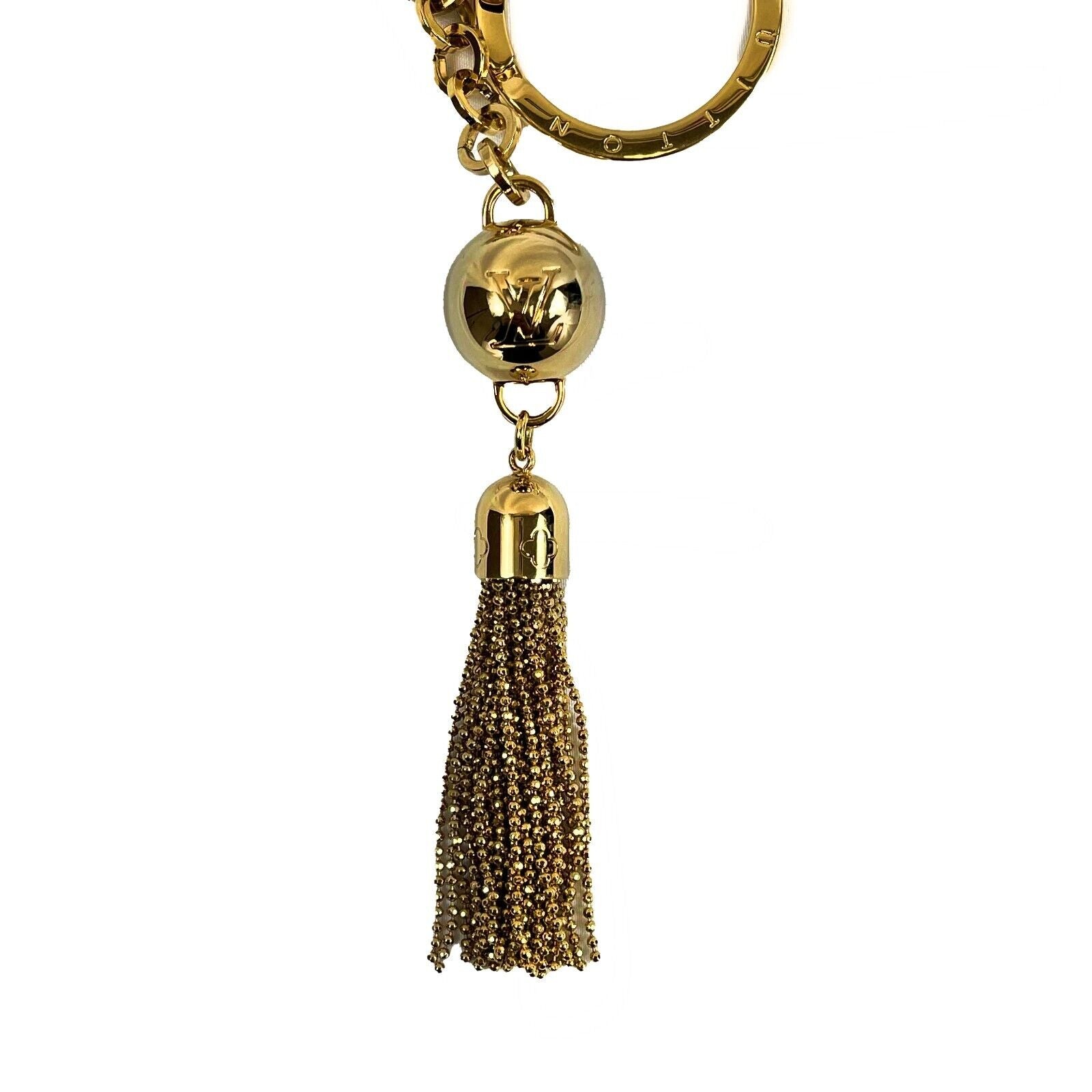 Authentic Louis Vuitton LV Monogram Tassel Porte-Cles Keychain - Gold-Tone Bag Charm & Key Ring for Luxury Handbags, Wallets & Keys - Perfect Gift for Fashion Lovers