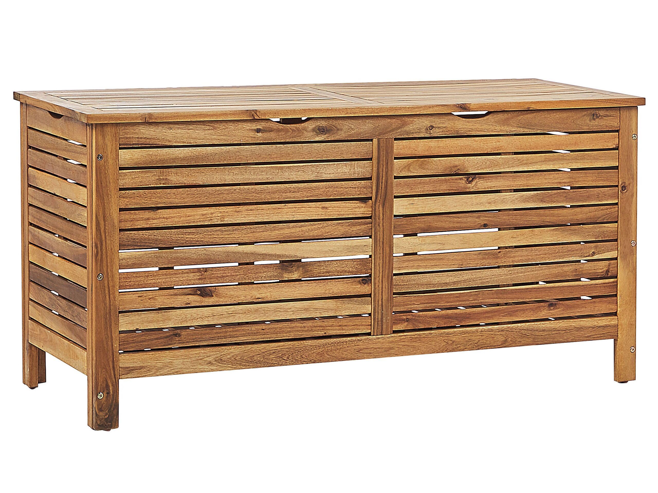 Acacia Wood Storage Chest 130 x 64 x 48 cm - Rustic Oil-Finished Garden Storage Box for Patio, Balcony & Riviera Style Decor - Perfect for Outdoor Blanket, Cushion & Seasonal Item Organization