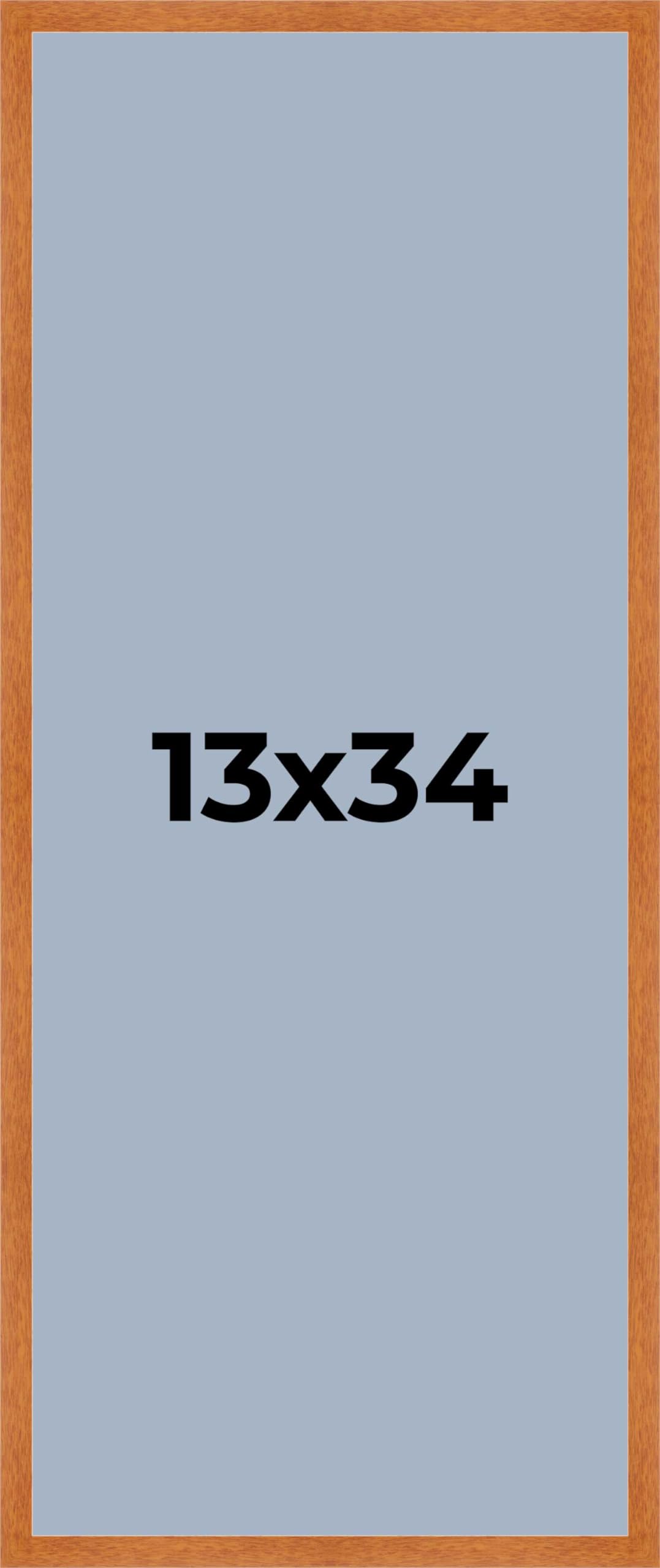 Honey Pecan 13x34 Solid Wood Shadow Box Display Frame with Blue Acid-Free Backing, UV Protective Acrylic & Hanging Hardware | 3/4