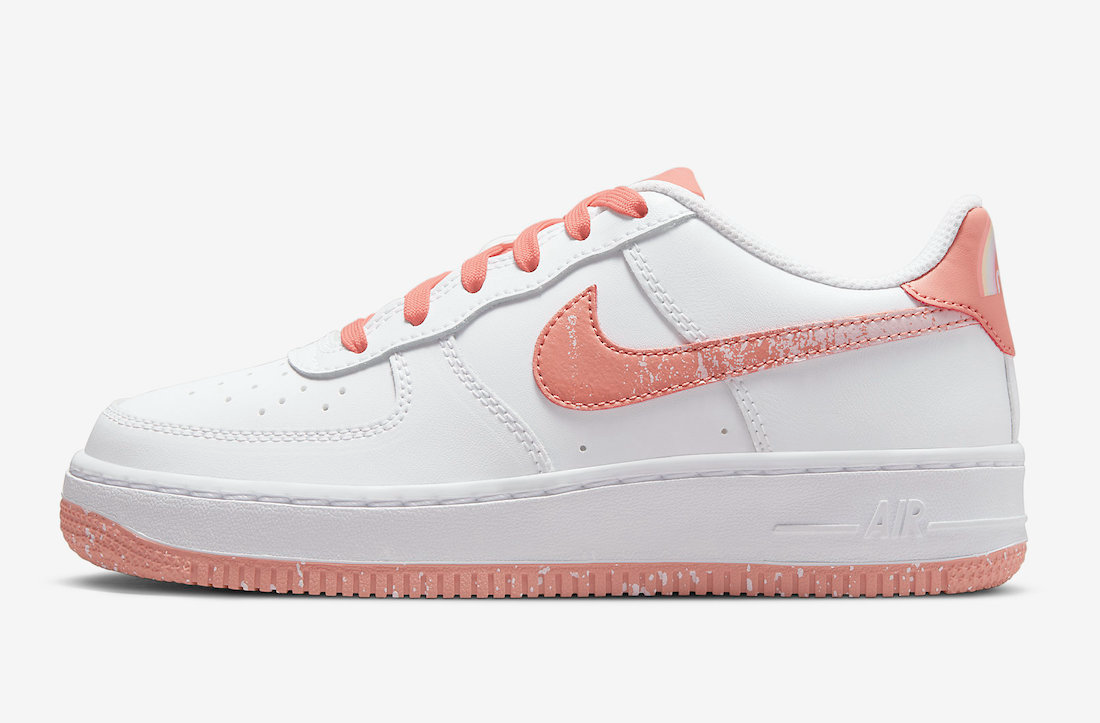 Nike Kids Air Force 1 LV8 Sneakers - White/Light Madder Root/Aura - Comfortable Athletic Shoes for Boys & Girls - Perfect for School, Sports & Casual Wear