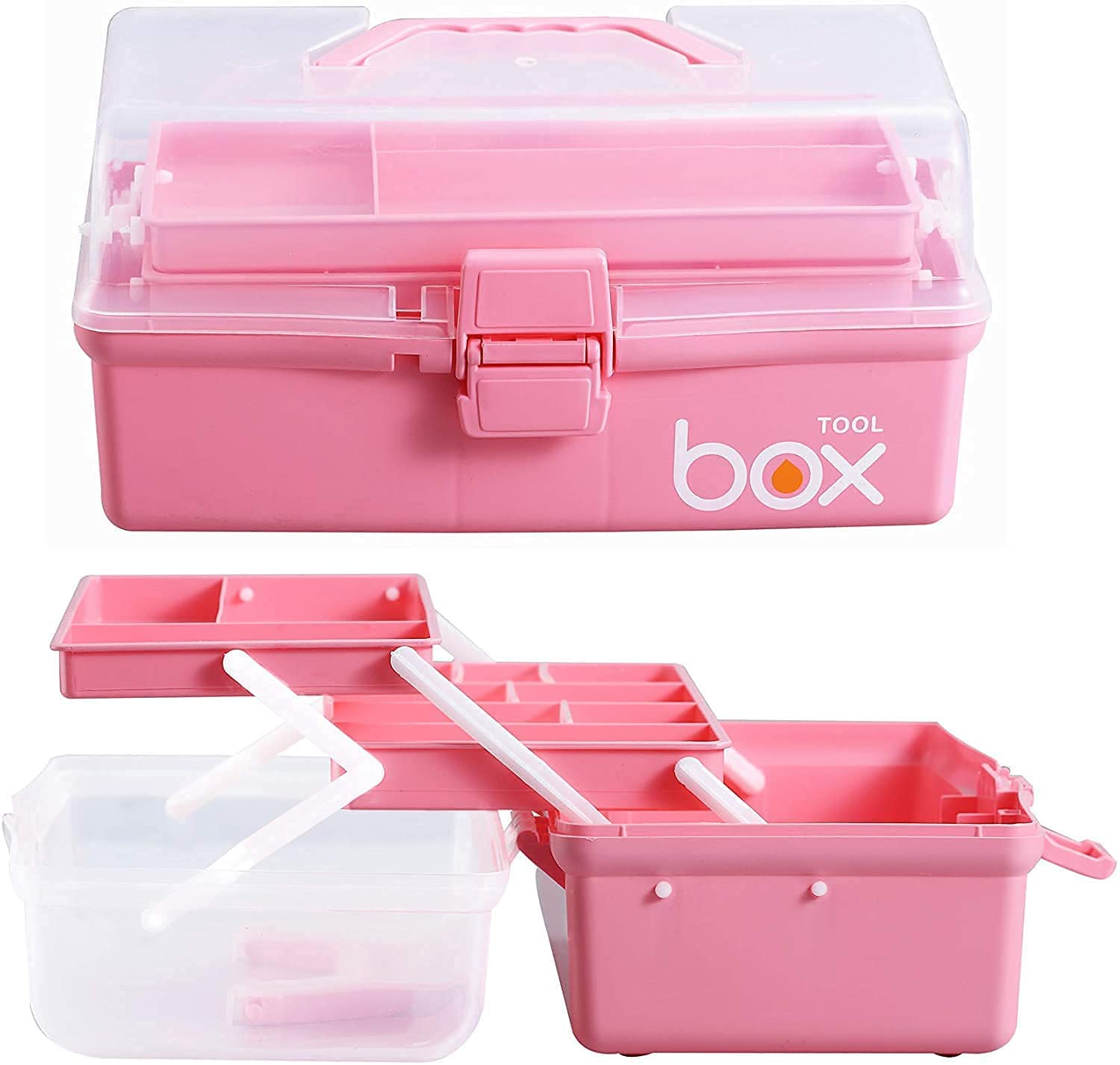 Ansawi 3-Layer Multipurpose Plastic Storage Box with Handle - Portable Tool Organizer Case for Artists, Students & DIY Crafts | Perfect for Art Supplies, Drawing Tools & Workshop Organization