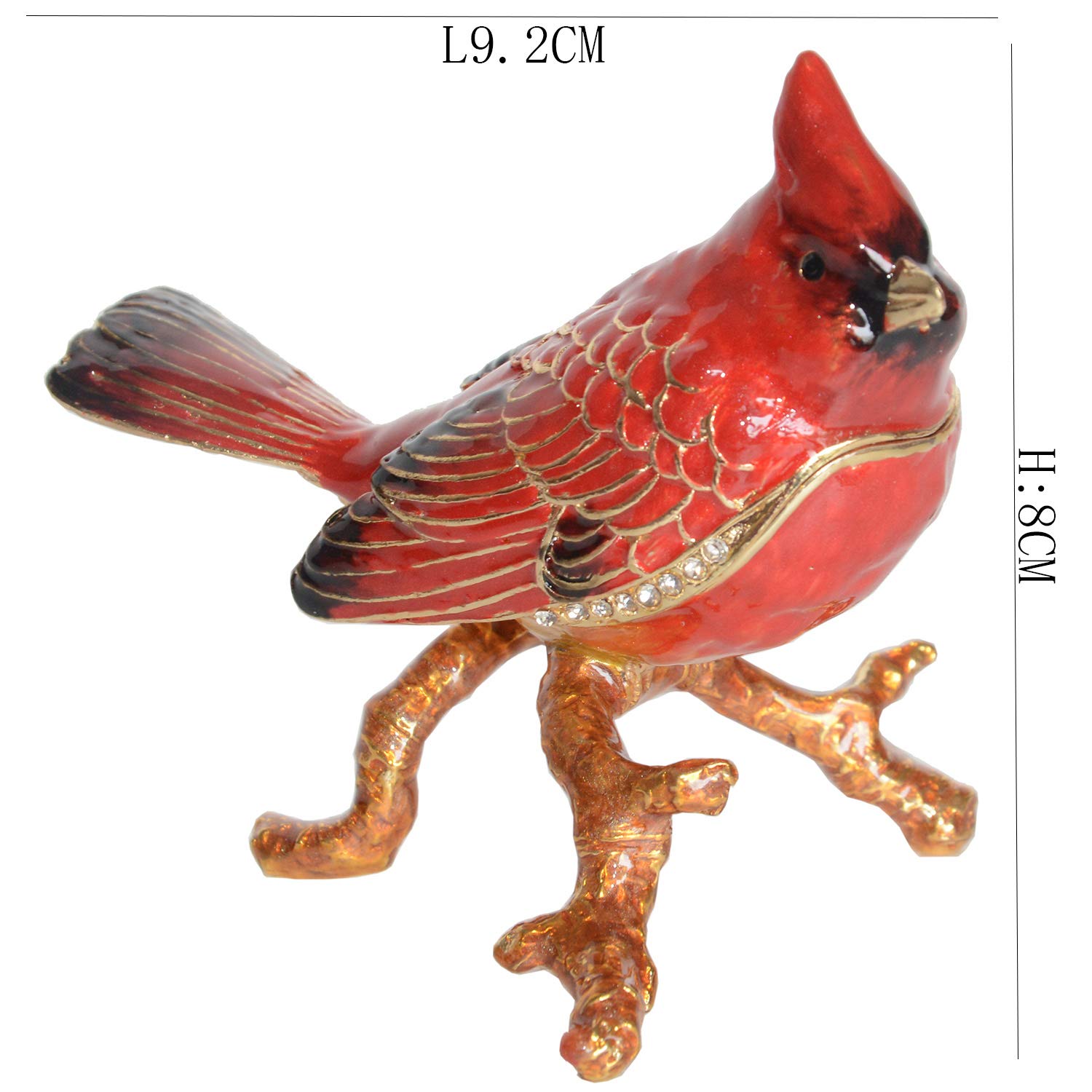 Hand-Painted Cardinal Parrot Jewelry Box with Hinged Lid - Decorative Trinket Box for Rings & Earrings - Bird Figurine Collectible Gift for Home Decor, Dresser Organizer & Christmas Present