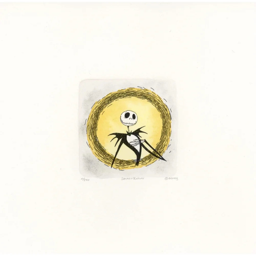 Jack Skellington Nightmare Before Christmas Sowa & Reiser Limited Edition Hand-Painted Etching (#500) - Collectible Art for Disney Fans, Halloween & Christmas Decor