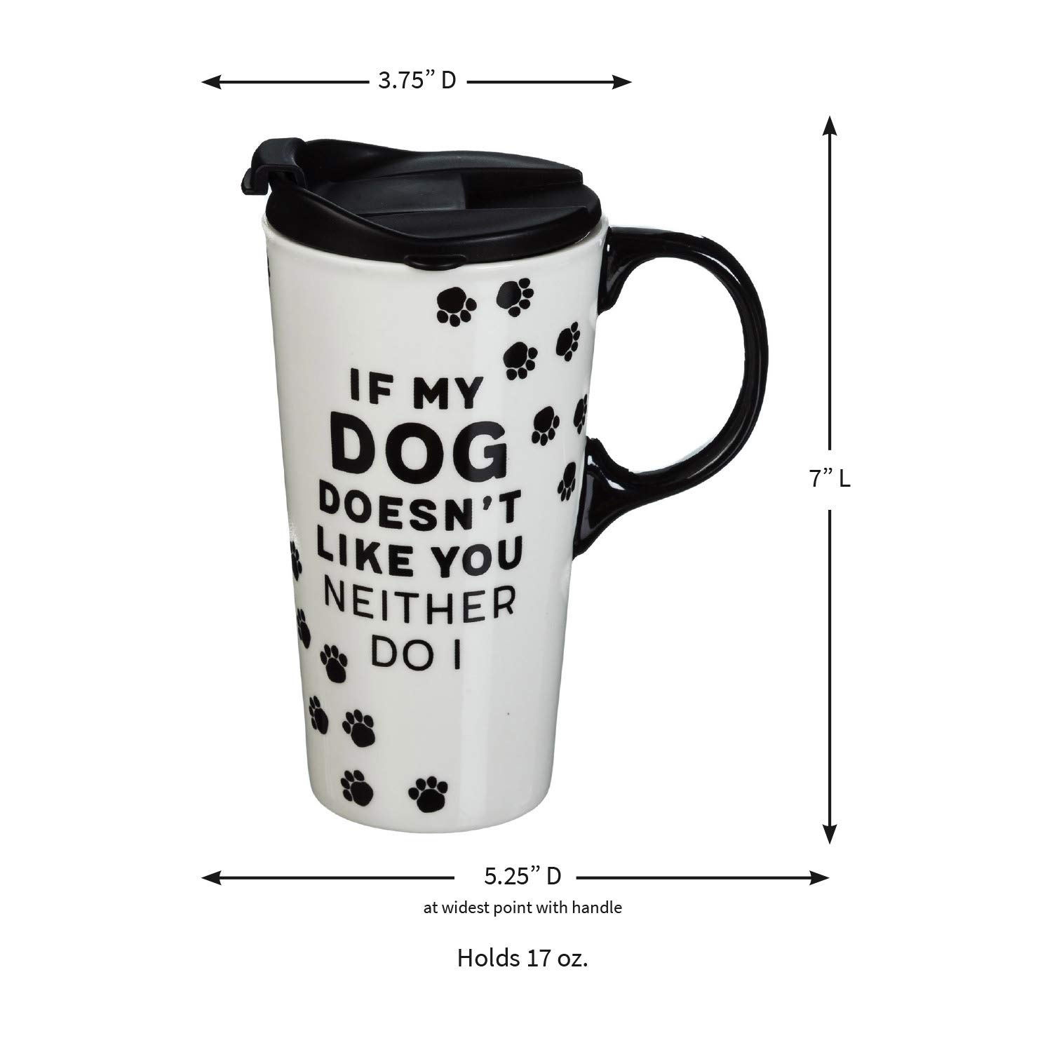 Insulated Ceramic Travel Mug for Coffee & Tea - 5 x 7 x 4 Inches, Funny 'My Dog Doesn't Like You' Design for Pet Lovers - Perfect for Commuting, Camping & Office Use