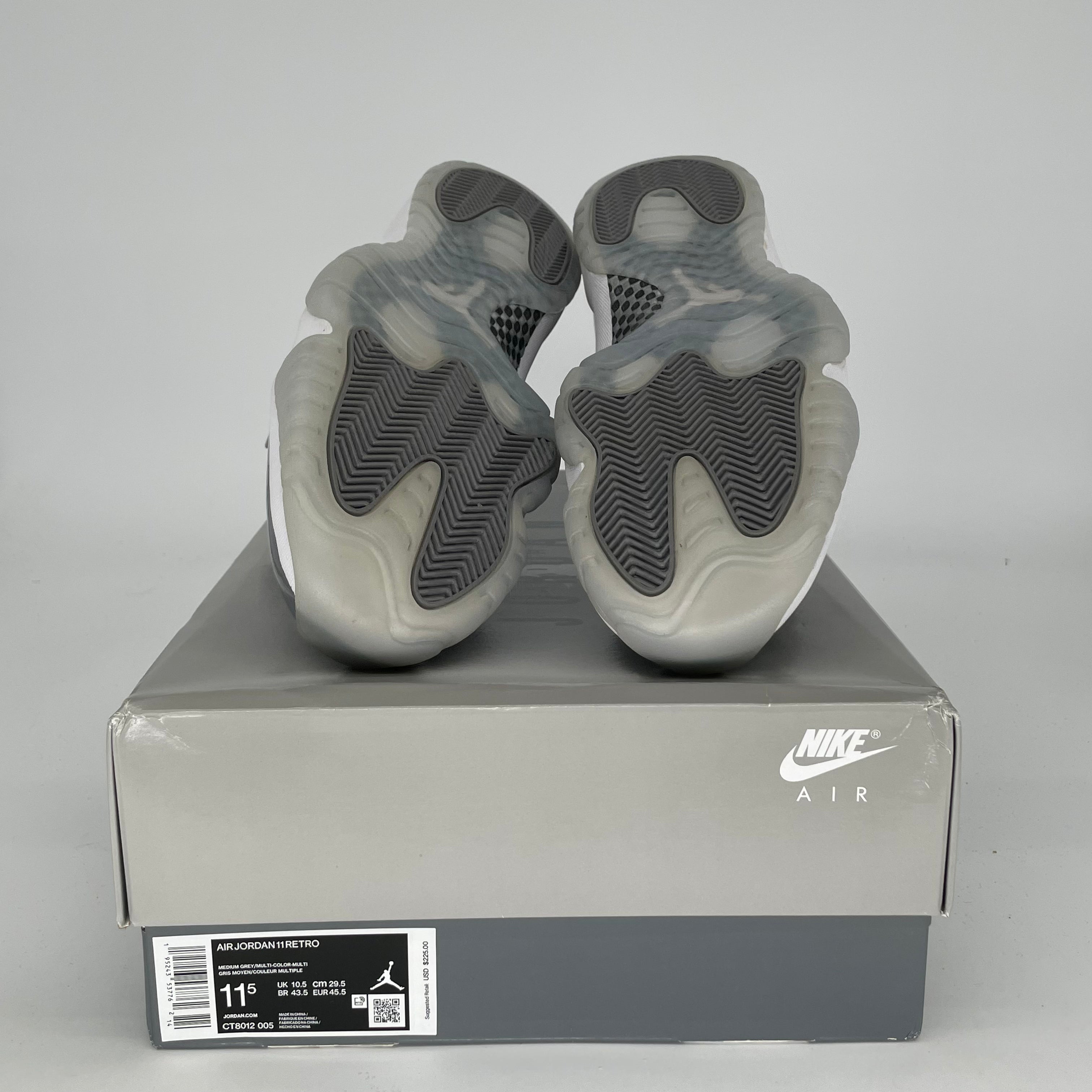 AIR JORDAN 11 RETRO COOL GREY MEN'S BASKETBALL SHOES SIZE 11.5 - CT8012-005 - Perfect for Sneaker Collectors & Basketball Players