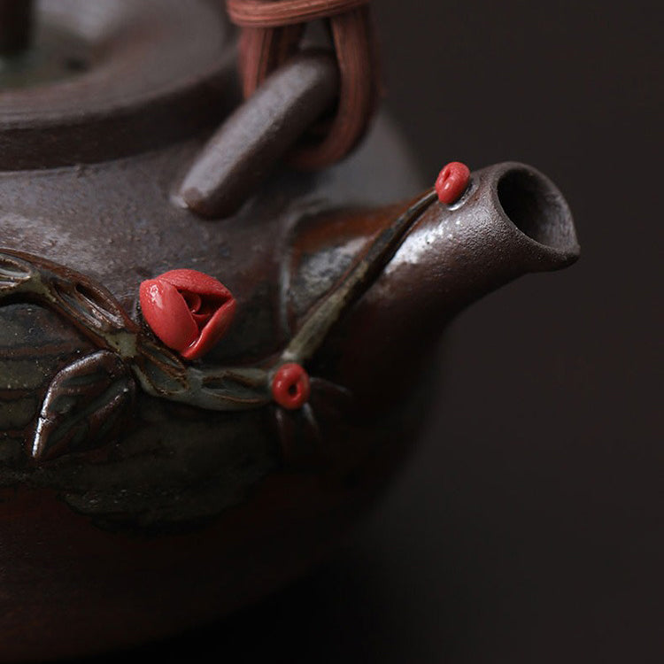 Handmade Japanese Rattan Weaving Teapot - Traditional Bamboo Craft Teapot for Tea Ceremony, Home Decor & Gift Idea