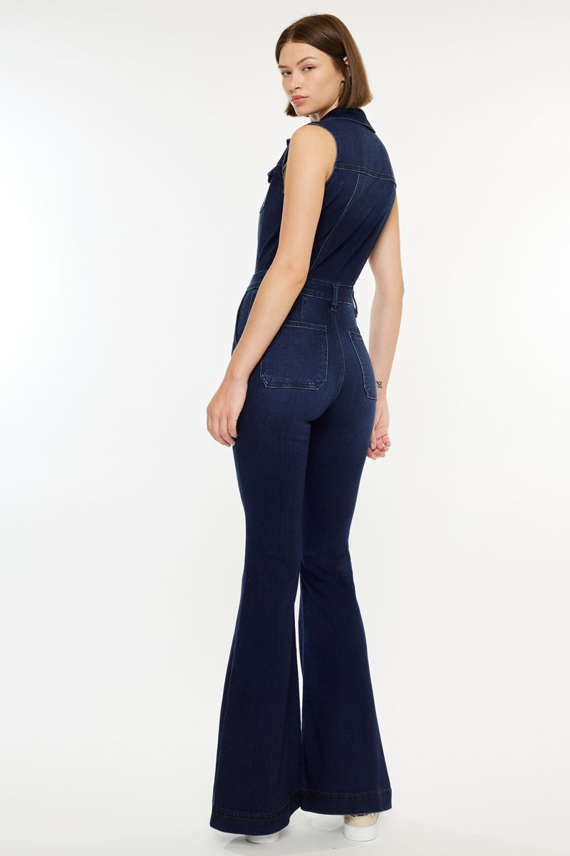 Fawn Super Flare Jumpsuit for Women - Trendy High Waisted Wide Leg Romper with Pockets | Perfect for Casual Outfits, Date Nights & Summer Vacations