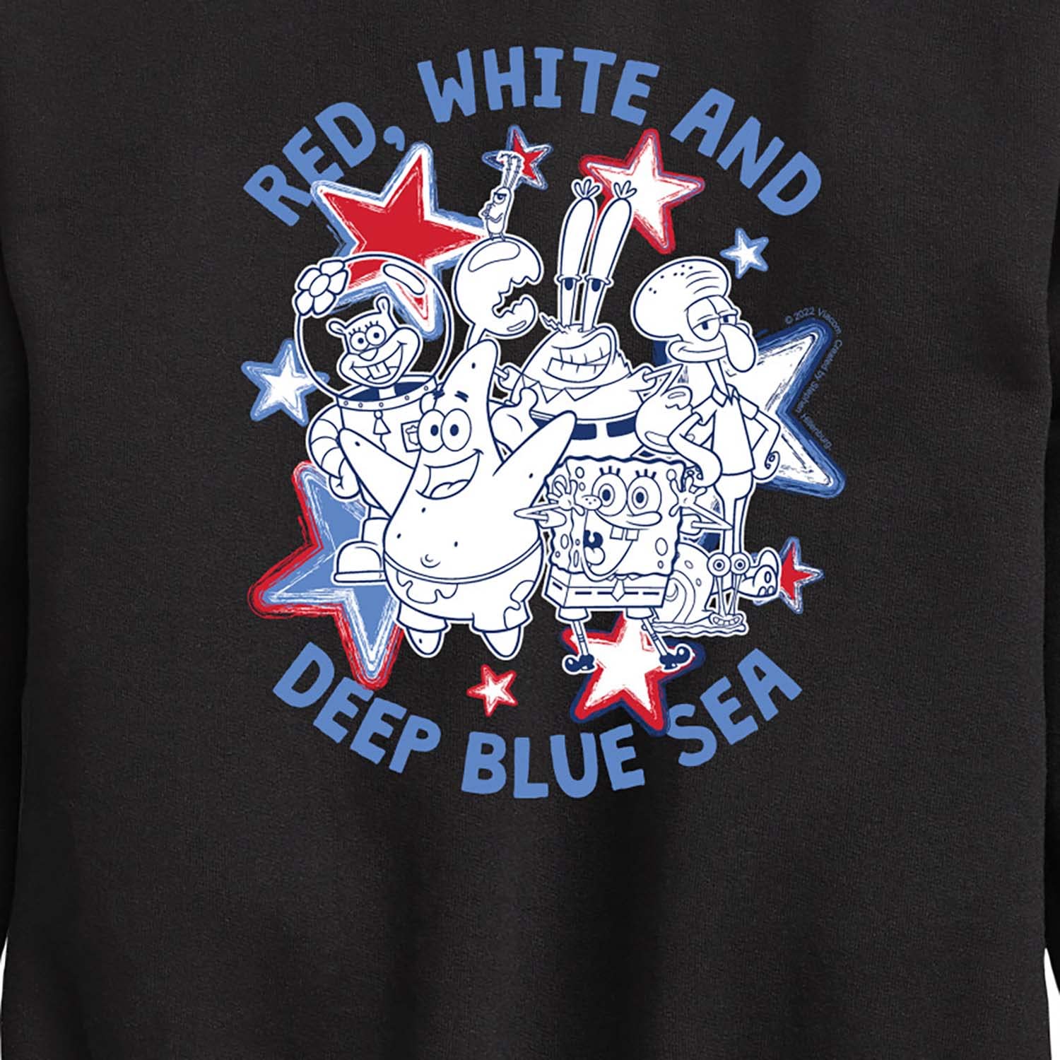HYBRID APPAREL Spongebob Squarepants Red White Blue Fleece Sweatshirt for Toddler & Youth | Soft Crewneck Pullover | Casual Wear, School Outfits & Cartoon Character Apparel