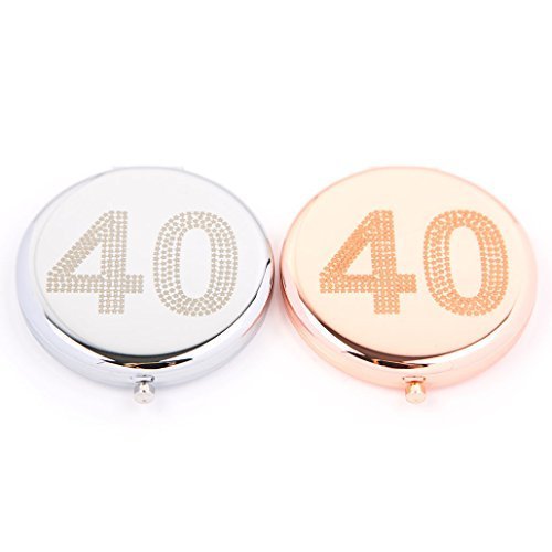 40th Birthday Compact Mirror - Elegant Silver or Rose Gold Makeup Mirror for Women | Perfect Gift for Anniversary, Bridal Shower & Special Occasions