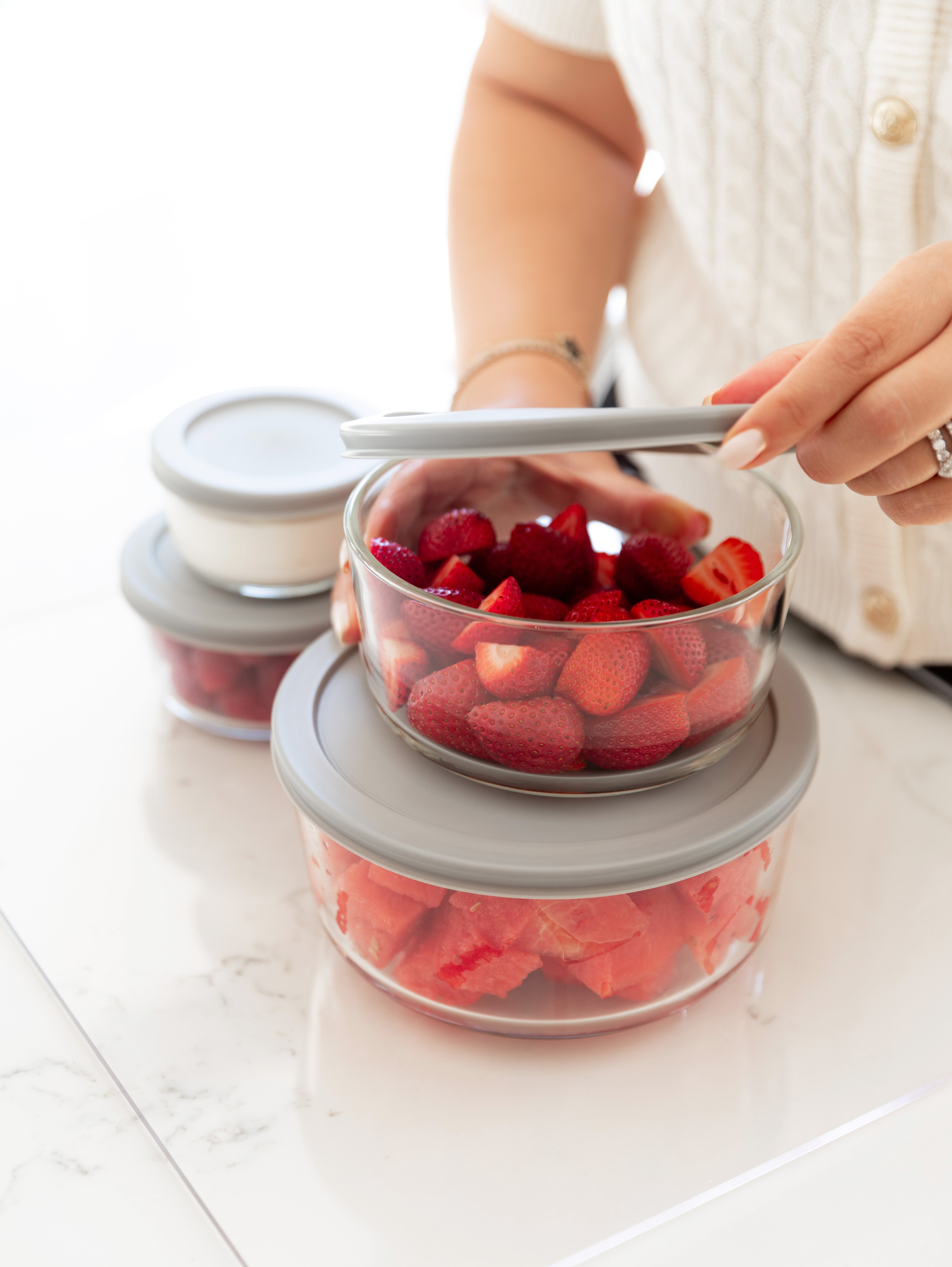 Airtight Glass Food Storage Containers with Lids - 4-Piece Set for Kitchen Pantry Organization, Meal Prep & Leftovers | BPA-Free, Leakproof & Stackable