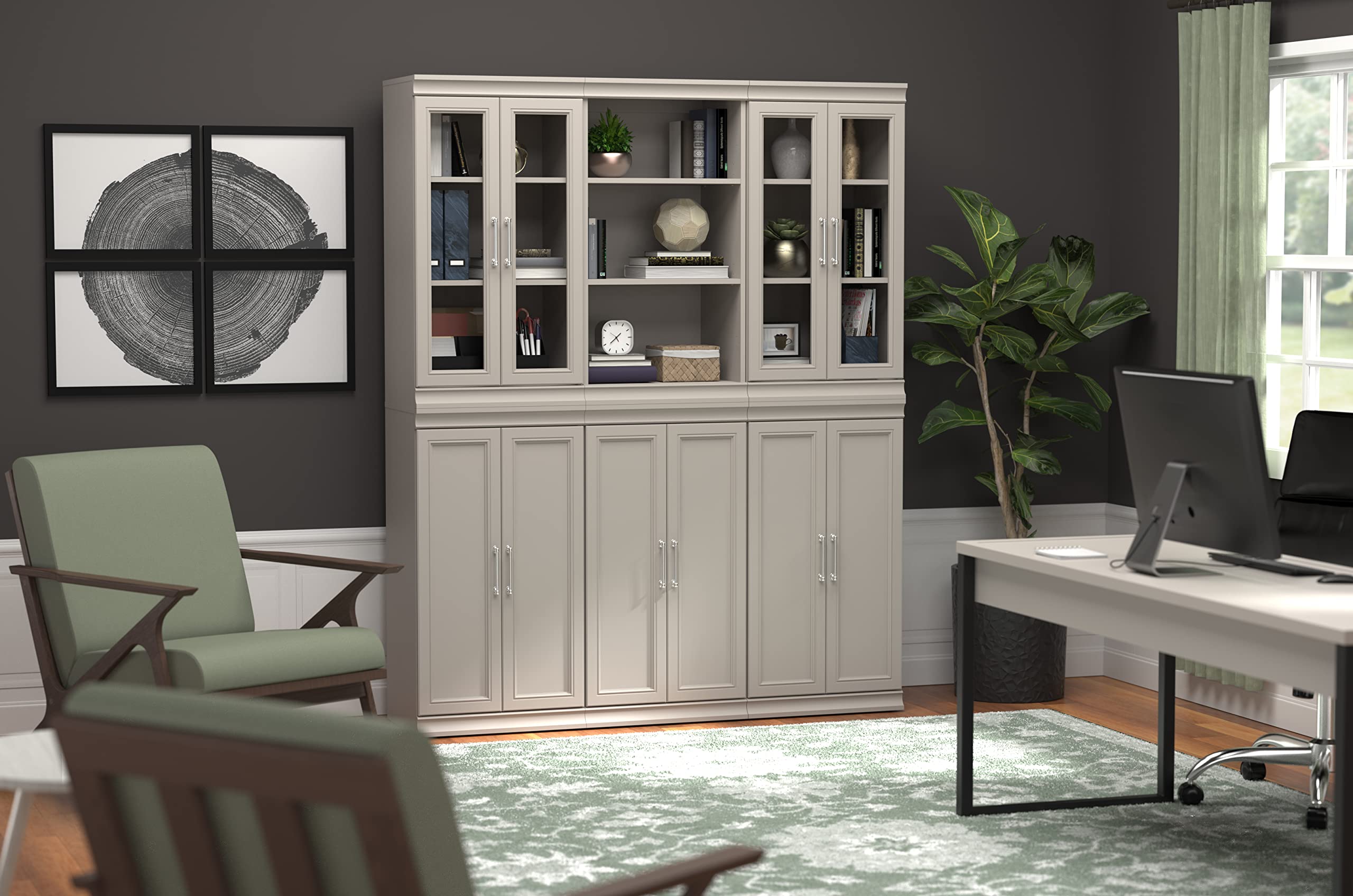 ClosetMaid Modular Storage Pair Set with 2 Glass Pane Doors - Wood Closet Organizer in Shaker Style, Taupe | Add-On Accessory for Shelf Units | Perfect for Bedroom, Closet & Home Organization