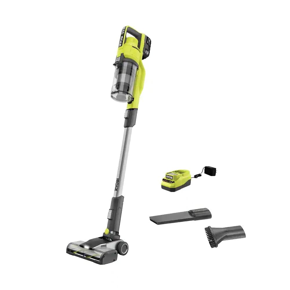 RYOBI ONE+ 18V Cordless Stick Vacuum Cleaner Kit with 4.0 Ah Battery & Charger - Lightweight Handheld Vac for Hard Floors, Carpets, Cars & Home Cleaning