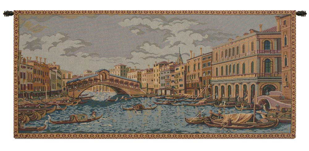 Charlotte Home Furnishings Grand Canal II Italian Tapestry Wall Hanging - 12x30 Inch Viscose Cotton Polyester Blend Woven Wall Art - Elegant Home Decor for Living Room, Bedroom & Office