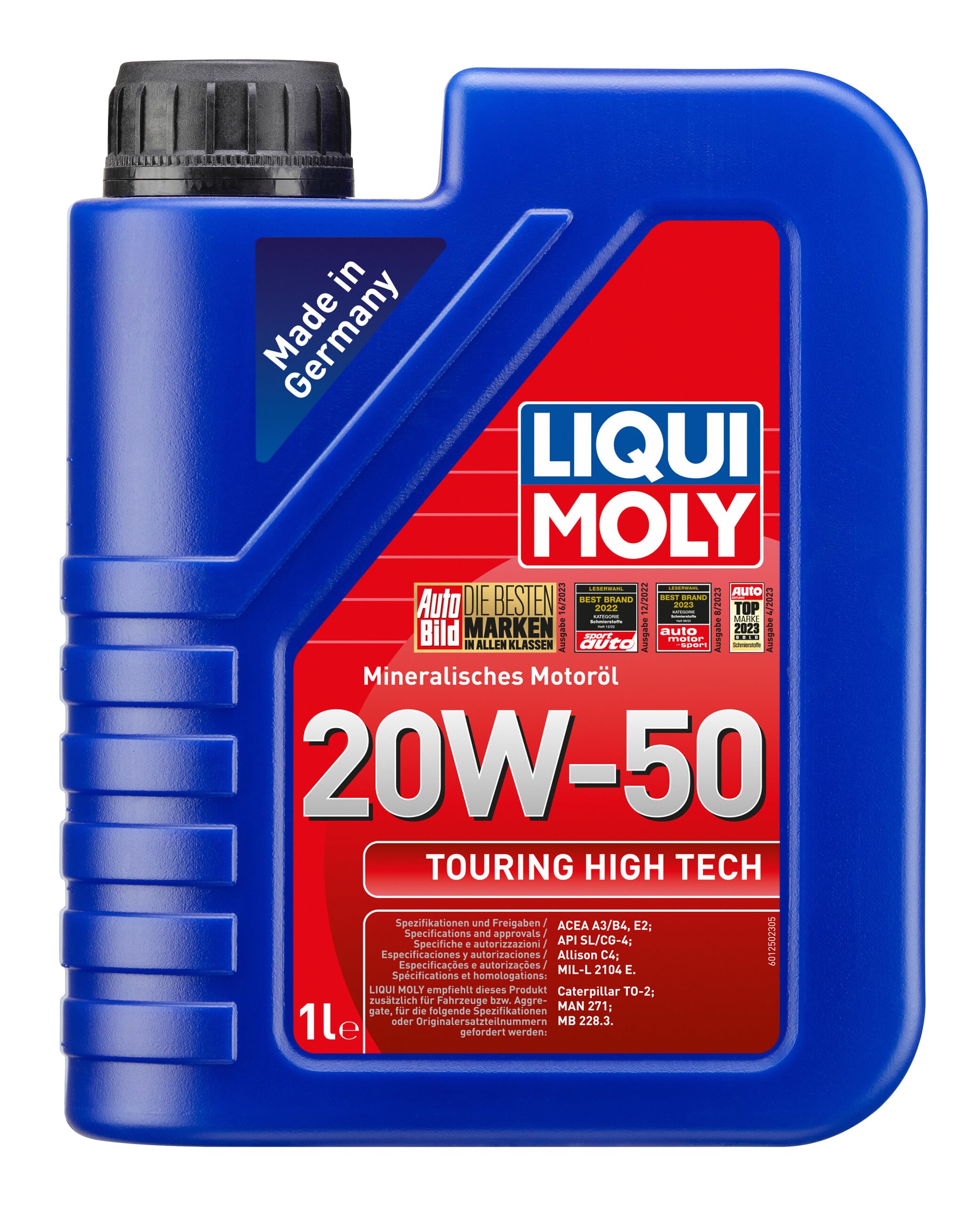 Liqui Moly Touring High Tech SAE 20W-50 Mineral Motor Oil - 1 Liter Bottle for Classic Cars, Motorcycles & High-Performance Engines | Premium Engine Protection for Smooth Rides & Longevity