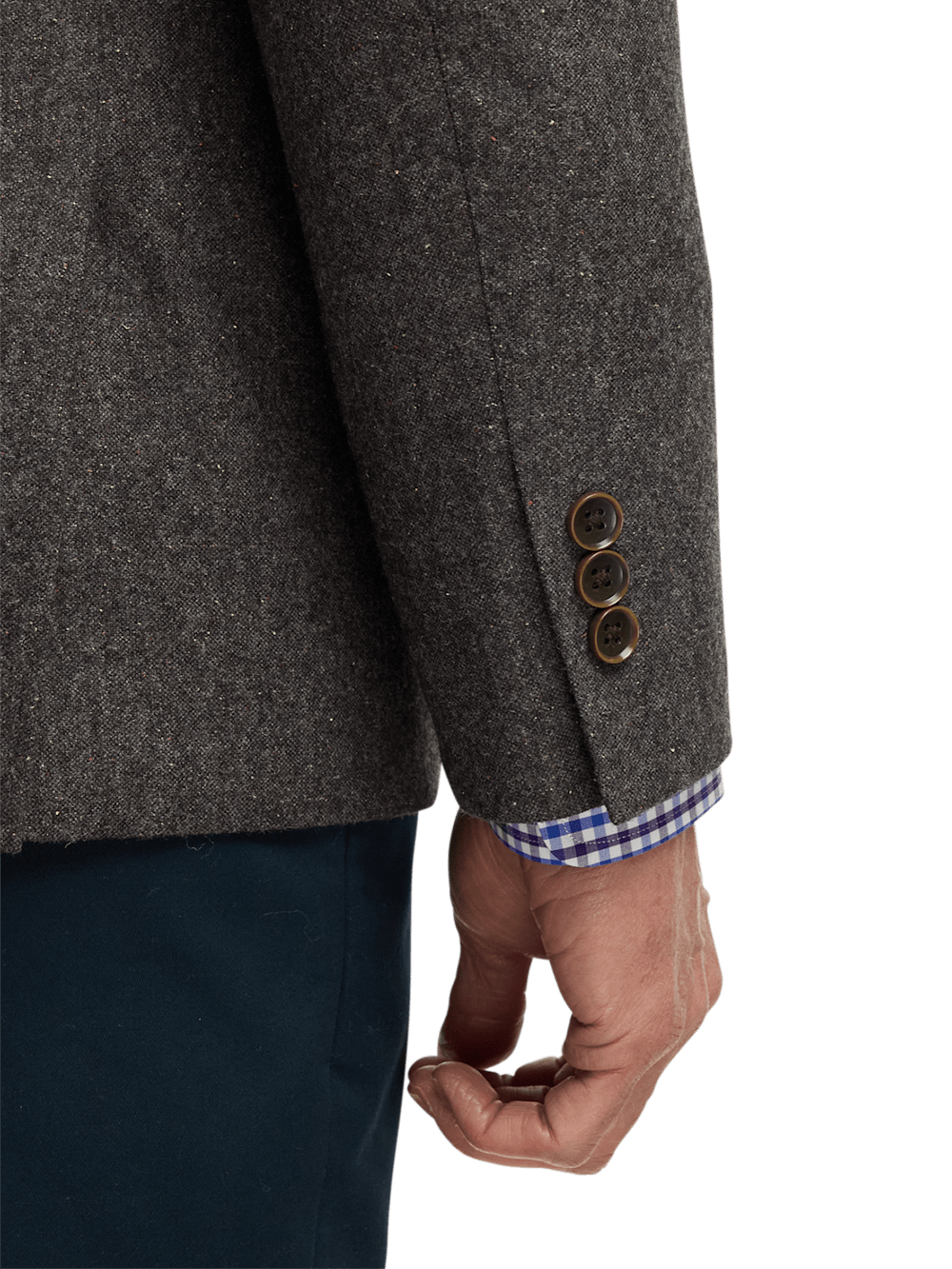 Premium Wool Blend Donegal Single Breasted Notch Lapel Sport Coat for Men - Charcoal Gray Business Casual Blazer for Office, Weddings & Formal Events