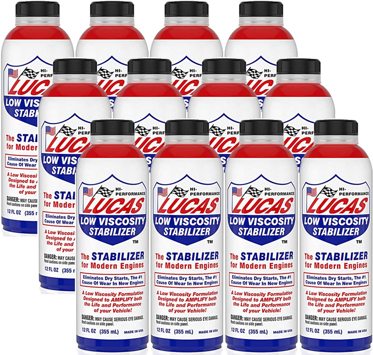 Lucas Oil Stabilizer Low Viscosity 12 oz (12 Pack) - Engine Protection & Performance Booster for Cars, Trucks & Motorcycles - Ideal for High Mileage Vehicles & Extreme Temperature Conditions