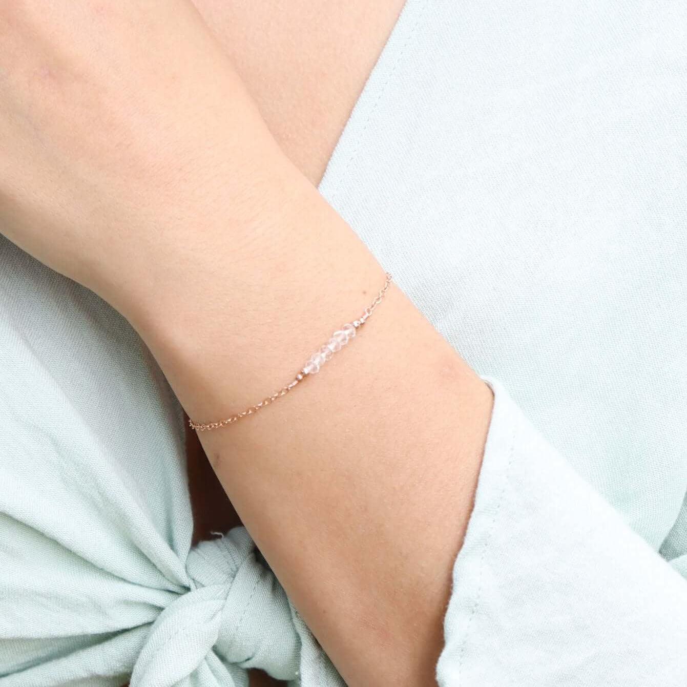 Sparkling Crystal Quartz Gemstone Faceted Bead Bar Bracelet for Women - Elegant Healing Jewelry for Meditation, Yoga & Spiritual Gifts