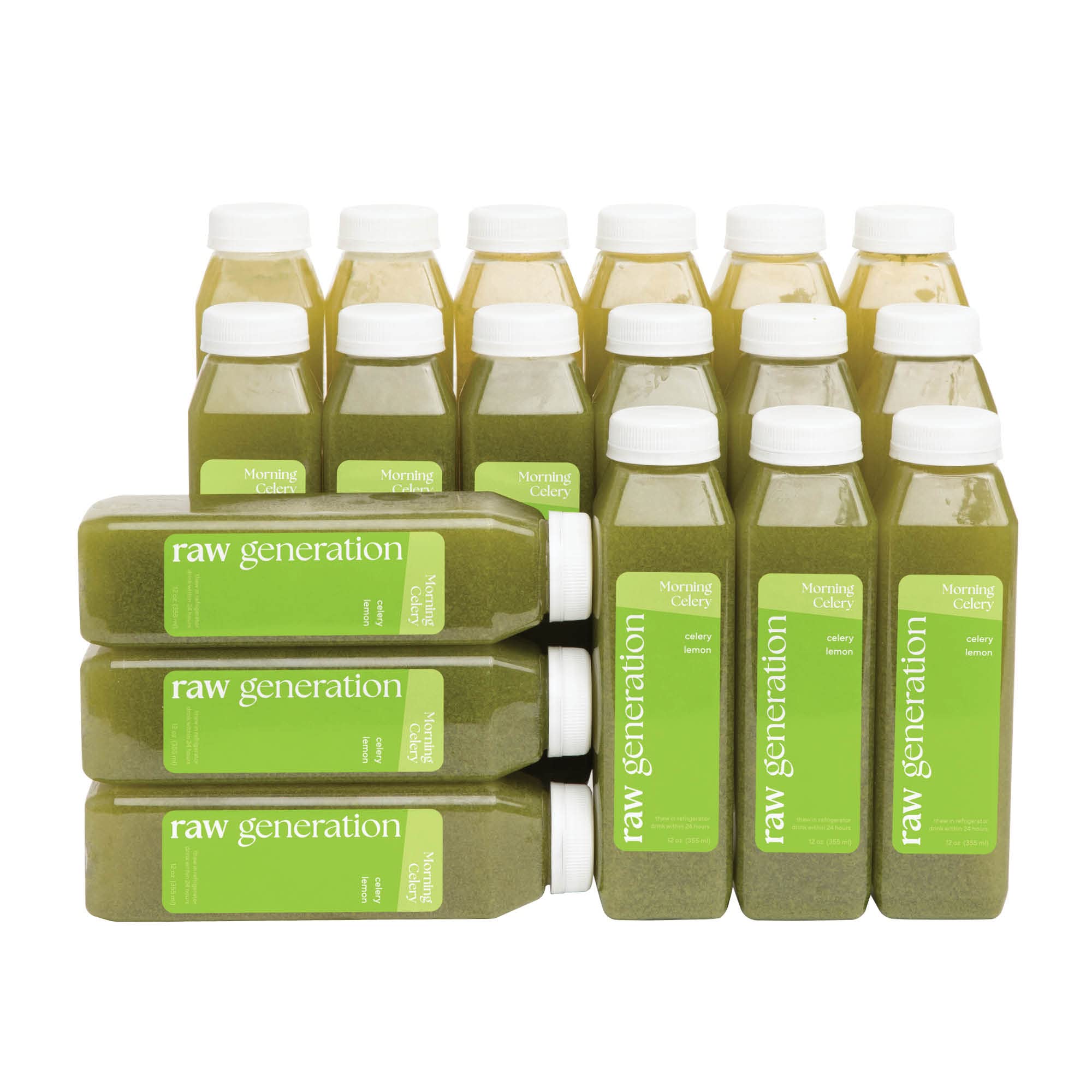 Raw Generation Morning Celery Juice - Cold-Pressed Daily Health Drink (18-Pack) with Lemon | Supports Gut Health, Boosts Energy | Best Taken Daily on Empty Stomach | Perfect for Detox, Weight Loss & Morning Routine