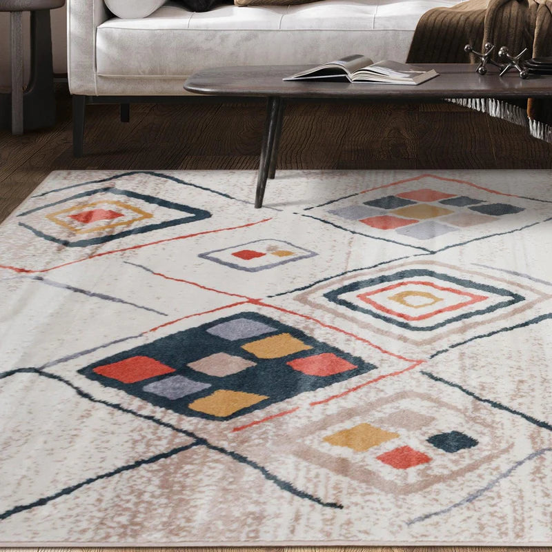 Southwestern Geometric Indoor Area Rug or Runner Rug - Boho Chic Home Decor for Living Room, Bedroom, or Entryway