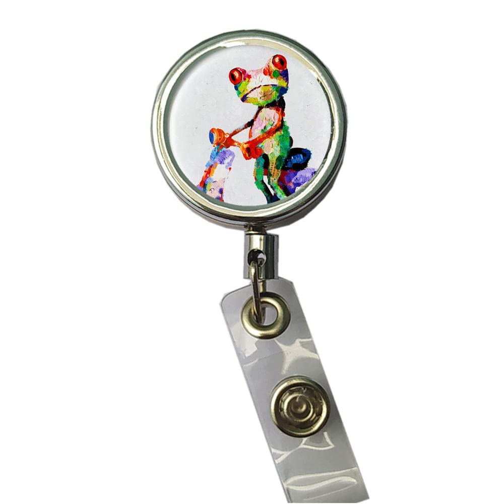 BlackKey Frog Retractable ID Card Badge Holder Reel with Adjustable Lanyard & Belt Clip - 2049 | Perfect for Office, Security, Hospitals, Schools & Events