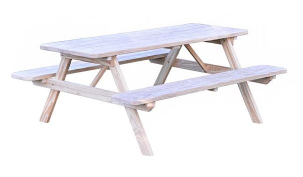 A & L Outdoor Dining Table with Attached Benches - Free Umbrella Hole Included | Perfect for Patio, Garden, and Backyard BBQs