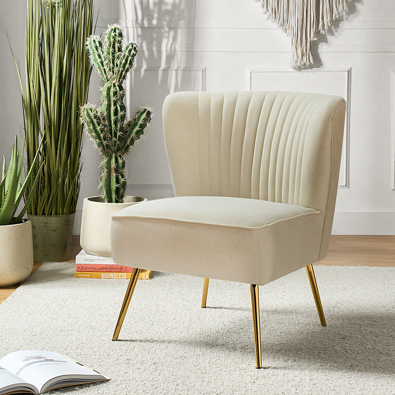 Lola Velvet Side Chair - Modern Upholstered Accent Chair for Living Room, Bedroom & Office - Soft Velvet Fabric with Sturdy Wooden Legs - Perfect for Dining, Lounge & Home Decor