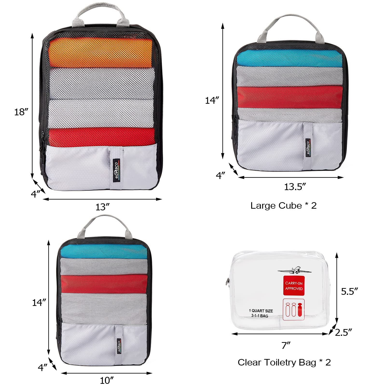 6-Piece Compression Packing Cubes Set - Expandable Travel Luggage Organizer with Toiletry Bag | Space-Saving Packing Solution for Suitcases, Backpacks & Weekend Trips