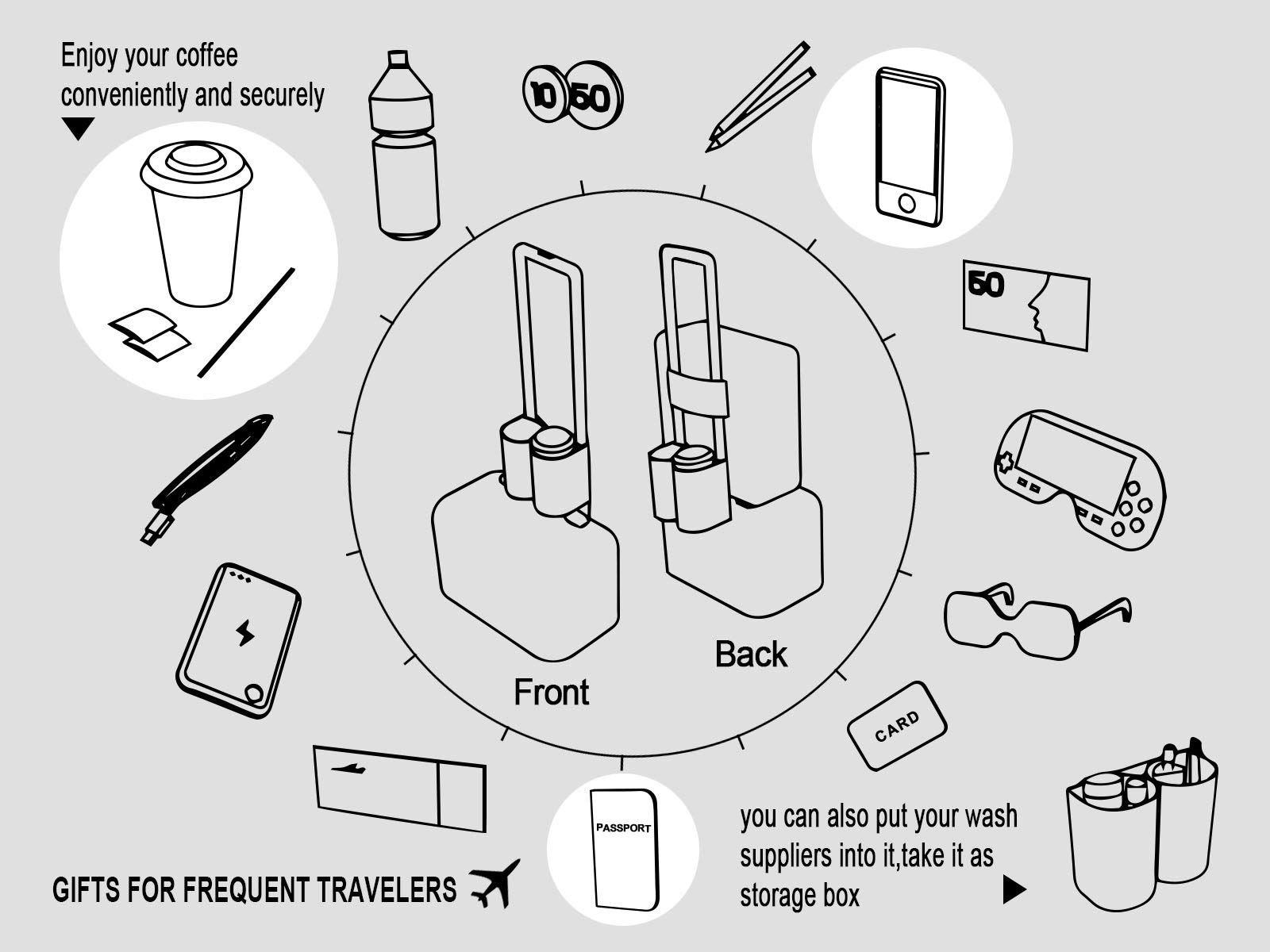Premium Riemot Travel Cup Holder - Dual Coffee Mug Carrier for Suitcase Handles | Hands-Free Drink Holder for Airplane, Car & Commuting | Perfect Gift for Flight Attendants & Frequent Travelers (Red)