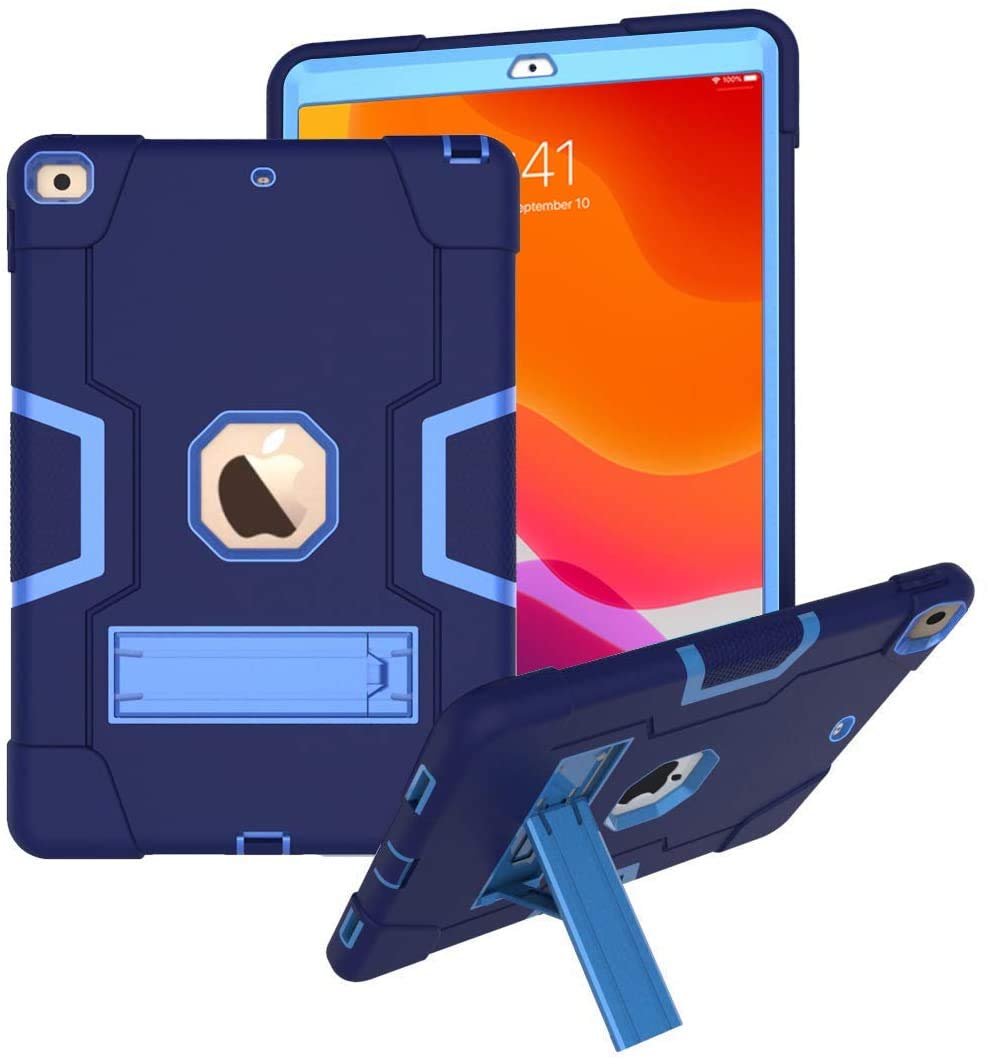 UZER Heavy Duty Shockproof iPad 10.2 Case - 3-Layer Armor Hybrid Protective Cover with Kickstand for iPad 7th/8th Generation (2019/2020 Model) | Anti-Slip Silicone & High Impact Resistant | Perfect for Travel, Work & School Use