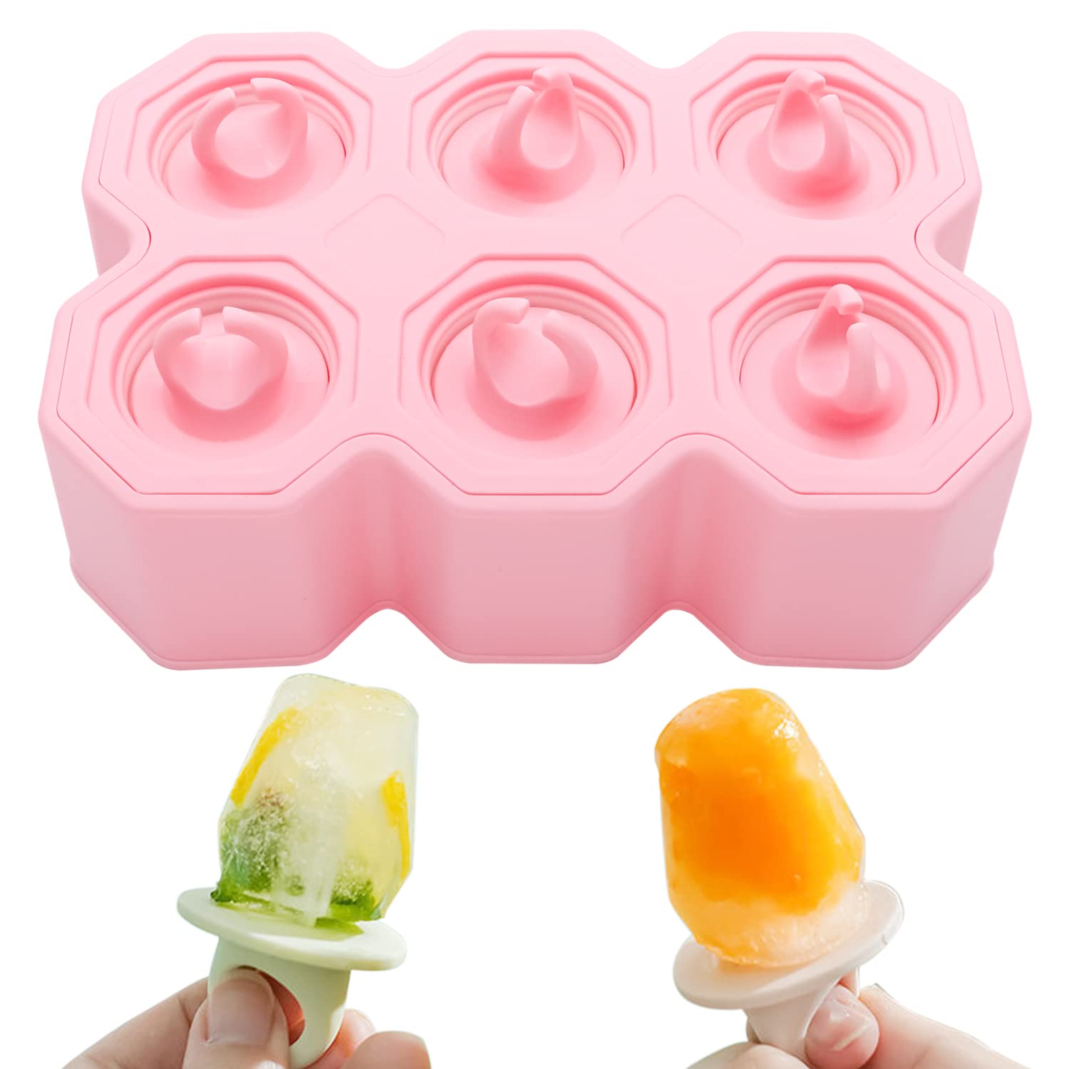 Non-Toxic Silicone Popsicle Molds Set - BPA Free Ice Pop Makers for Kids, DIY Homemade Ice Cream & Frozen Treats - Easy Release & Dishwasher Safe - Perfect for Summer Parties, Snacks & Family Fun (Rectangle, Pink)