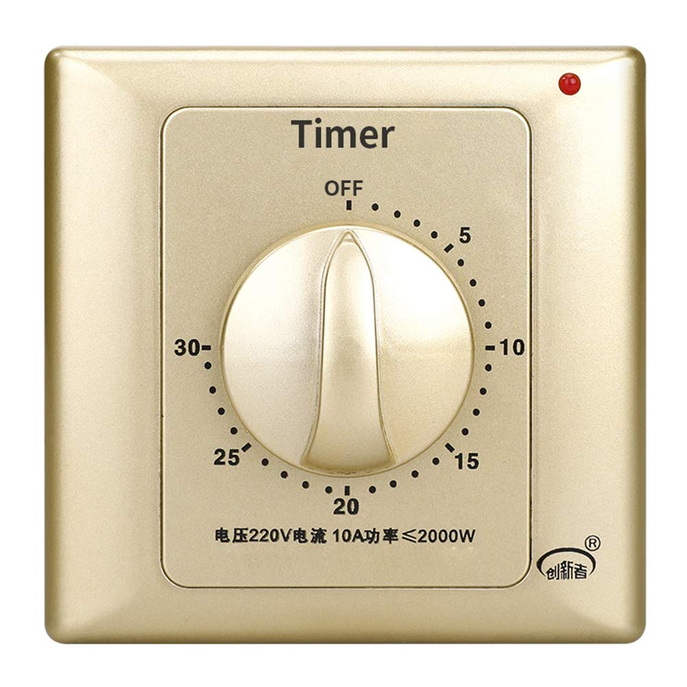 30 Minute Mechanical Timer Switch - Energy Saving Spring Loaded Countdown Timer for Lights & Pumps | In-Wall Electromechanical Timer | Perfect for Home Automation, Bathroom Exhaust Fans & Garden Irrigation Systems