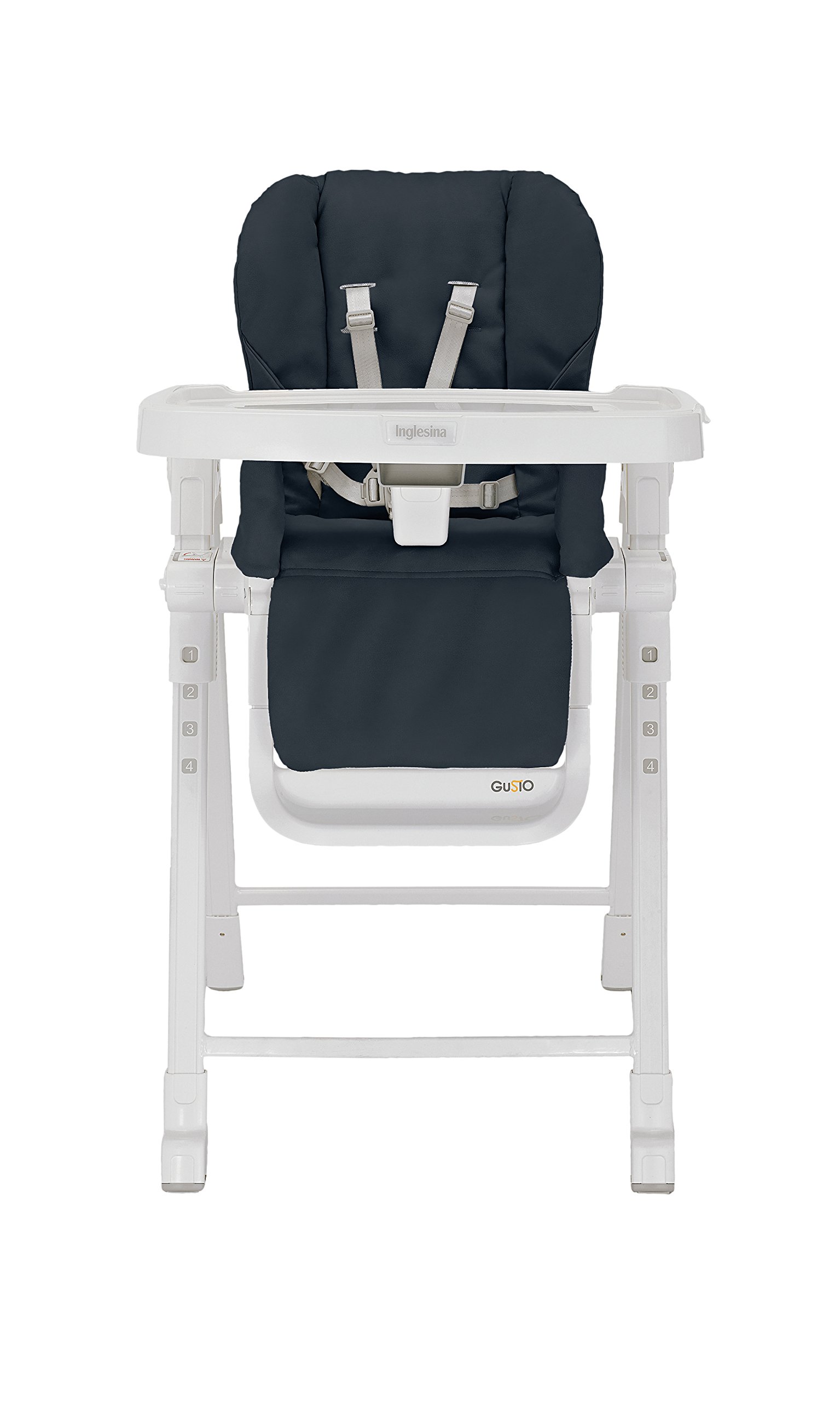 Inglesina Gusto Foldable Convertible High Chair for Babies & Toddlers - Removable Tray, 4 Height Adjustments, 3 Recline Positions, Adjustable Footrest (Graphite) - Perfect for Dining, Travel & Small Spaces