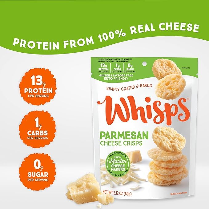 Whisps Cheese Crisps Variety Pack - High Protein, Low Carb, Keto, Gluten Free Snacks | Parmesan, Asiago & Cheddar Flavored Protein Chips (3 Pack, 2.12 Oz Each) | Perfect for Keto Diet, Weight Loss & Healthy On-the-Go Snacking