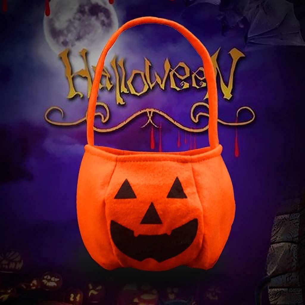 Halloween Pumpkin Trick or Treat Bags for Kids - 2 Pack Reusable Non-Woven Candy Collection Buckets - Perfect for Halloween Parties, Trick or Treating & Holiday Decorations