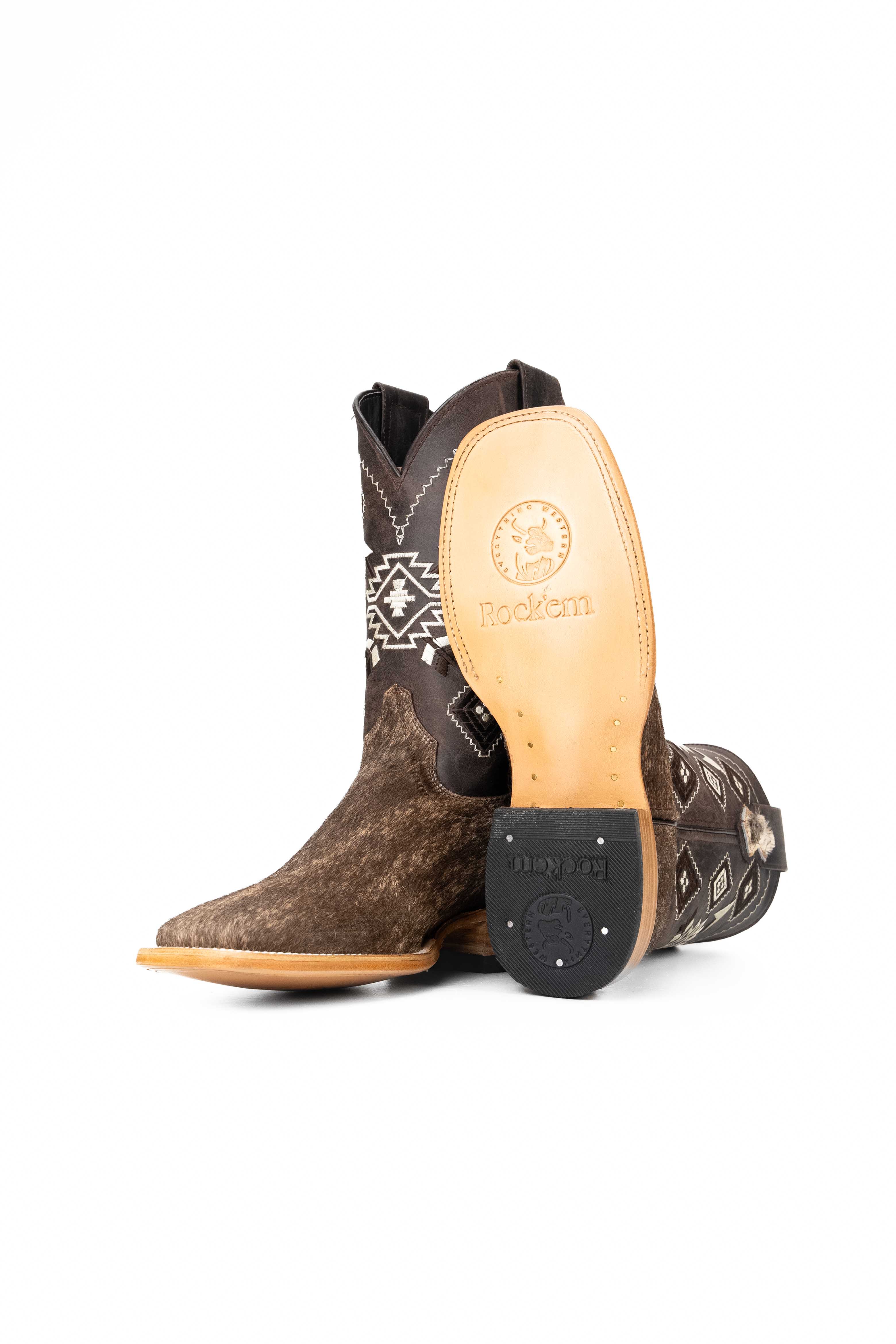 **Men's Genuine Cowhide Square Toe Cowboy Boots - Size 7 - Western Style - Durable & Comfortable for Rodeo, Country Dancing & Outdoor Adventures**