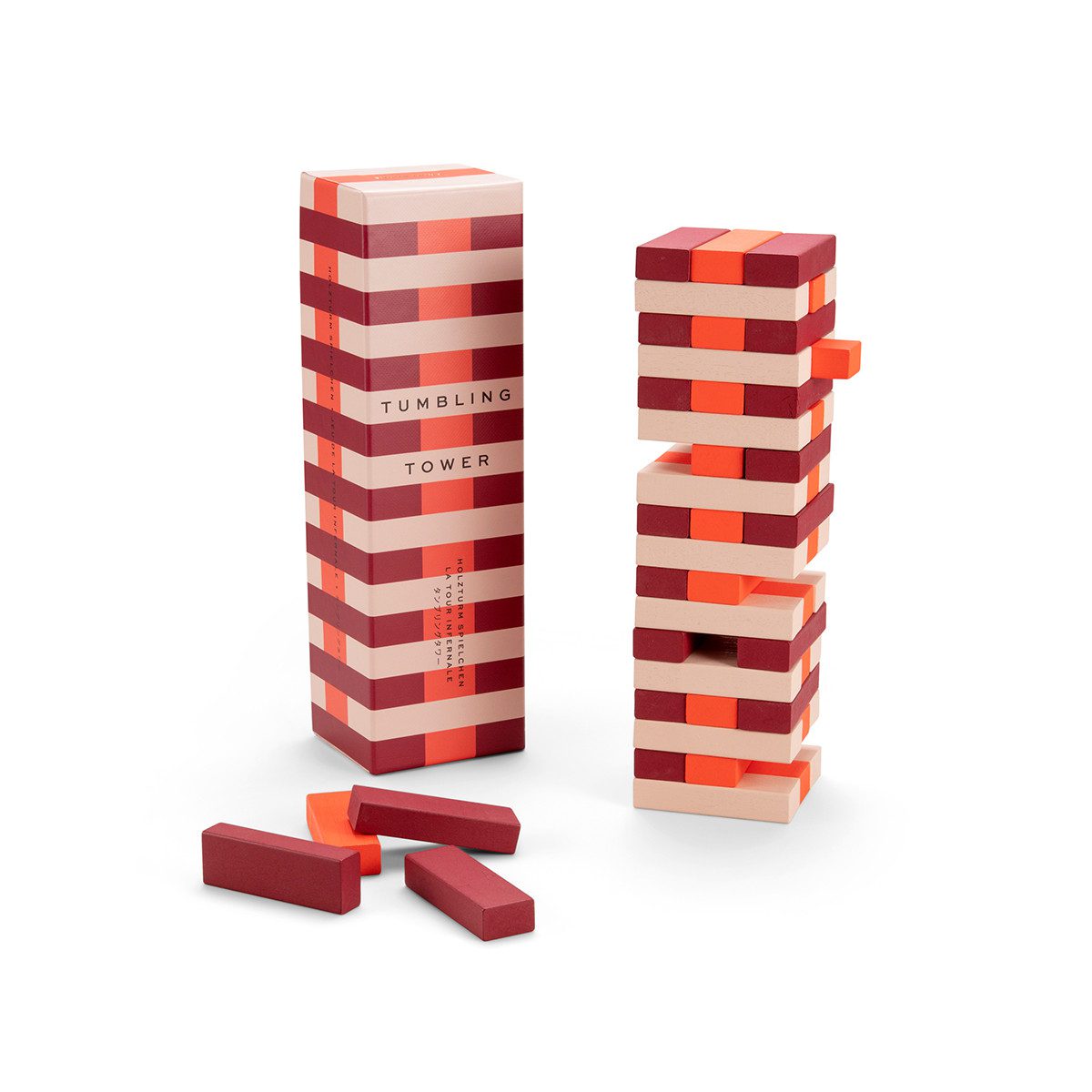 PRINTWORKS Classic Wooden Tumbling Tower Game - Stacking Blocks for Family Game Night, Kids Party & Indoor Fun Activities