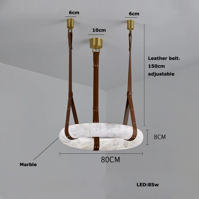 Spanish Marble Ring Crystal Chandelier - Elegant Modern Ceiling Light Fixture for Dining Room, Living Room, and Bedroom Lighting